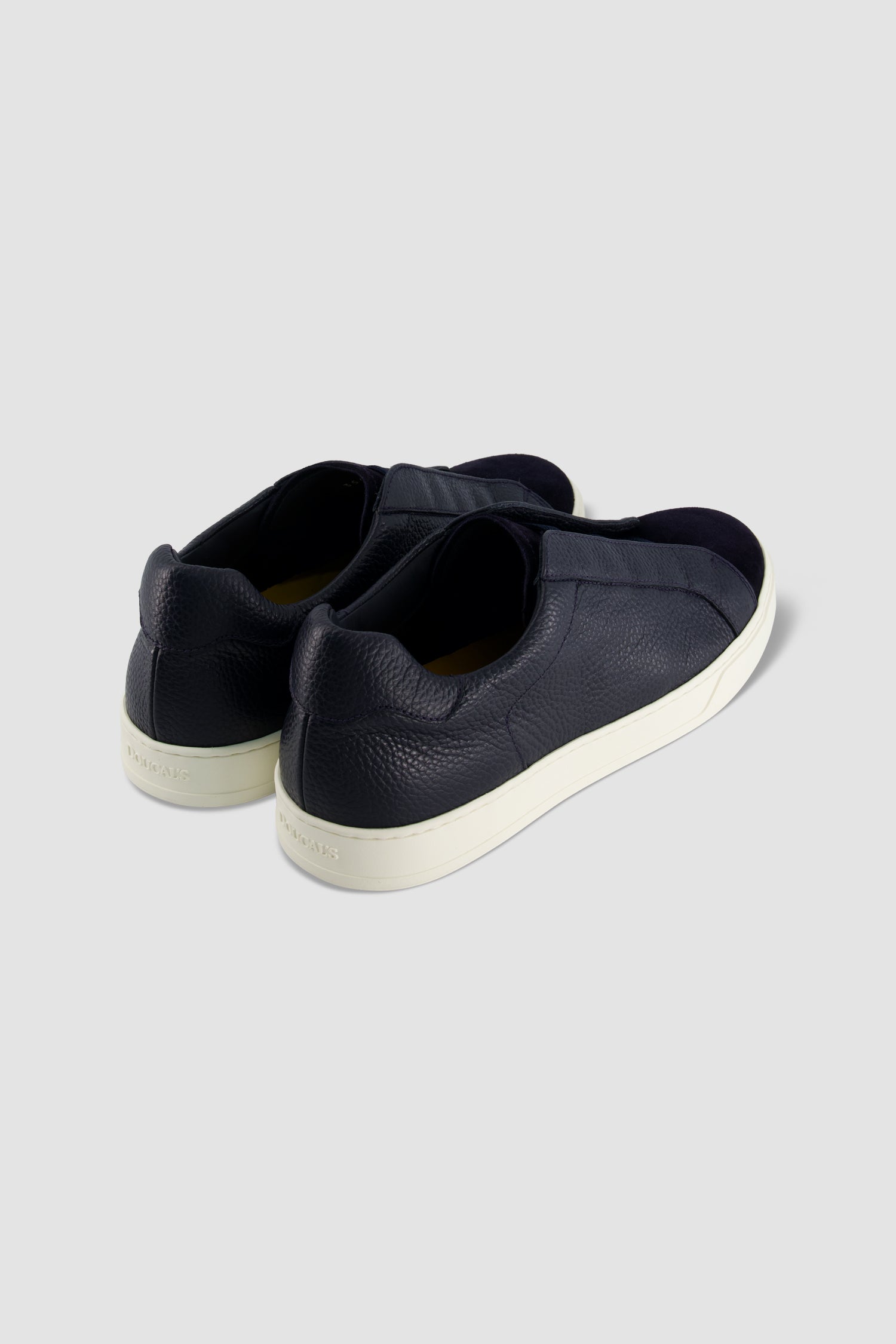 Santoni Navy Leather Slip-on Sneaker