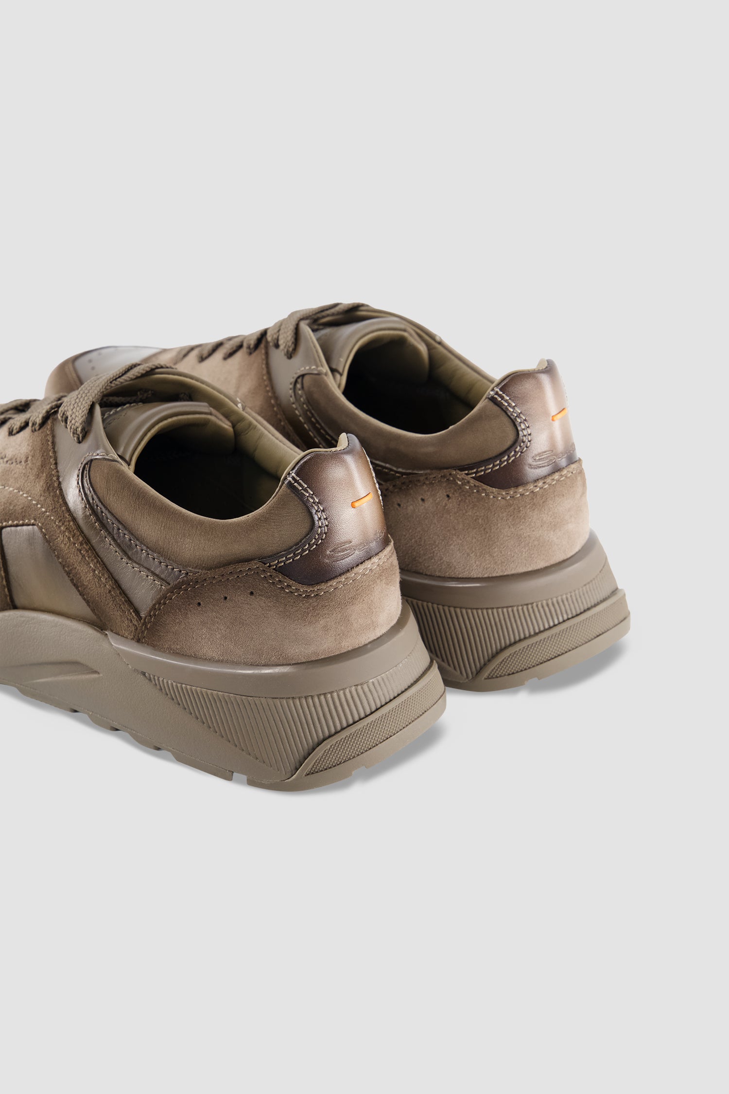 Santoni Brown Suede/Leather Sneaker