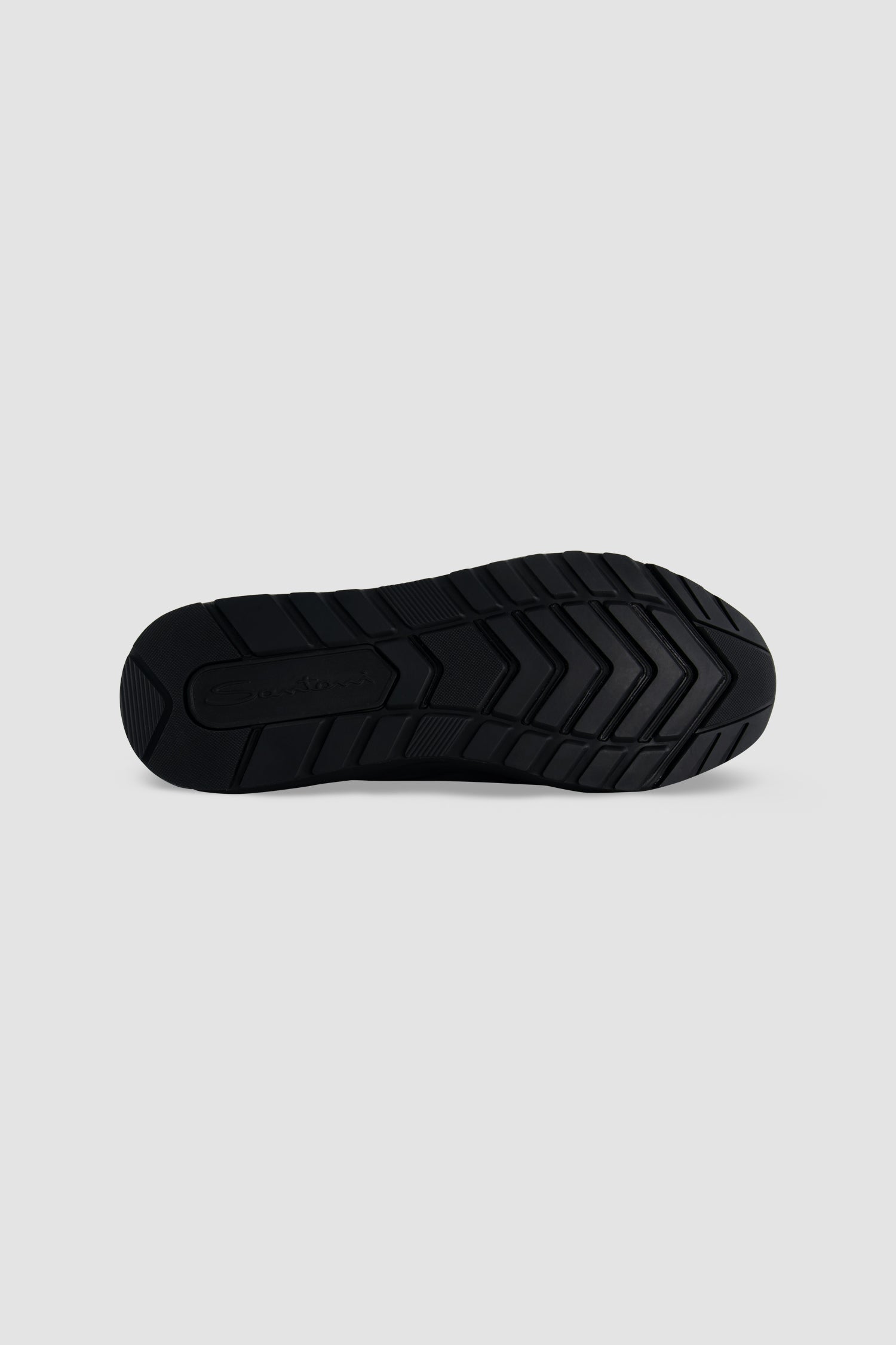 Santoni Black Leather/Knit Slip-on Sneakers