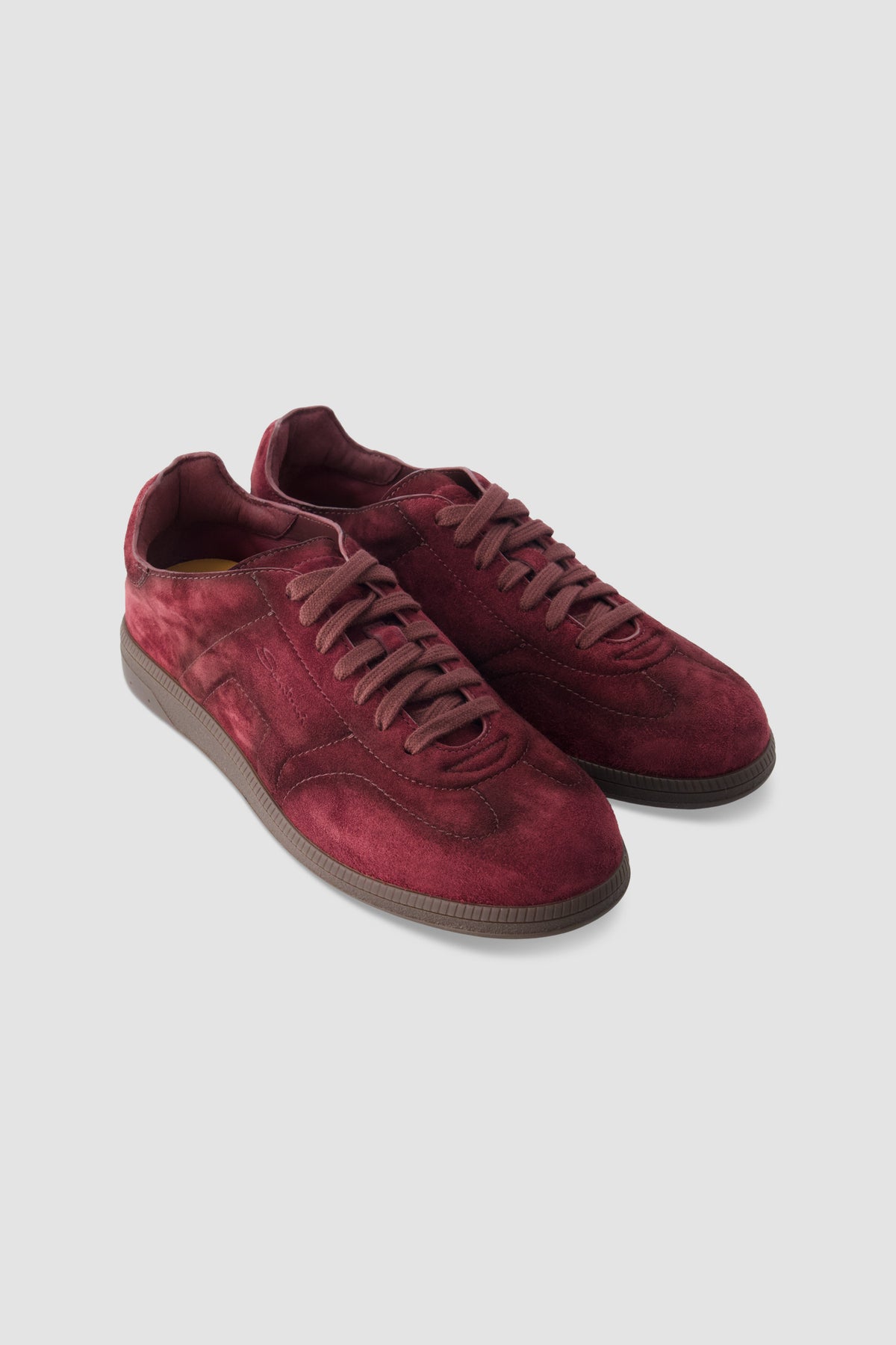 Santoni Burgundy Suede Sneakers