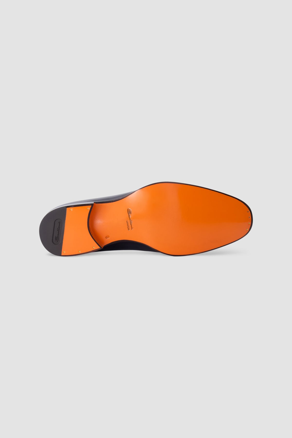 Santoni Navy Leather Penny Loafers