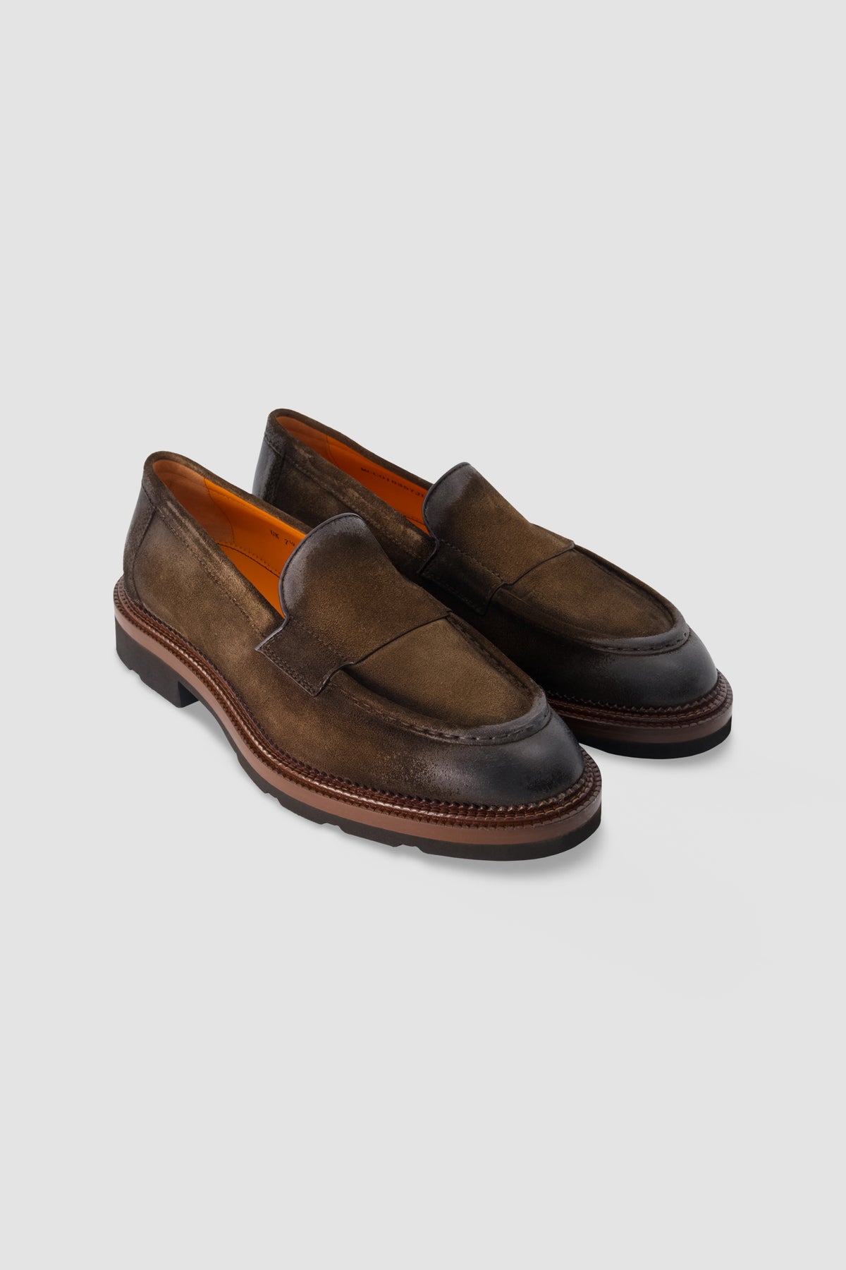 Santoni Brown Suede Loafes