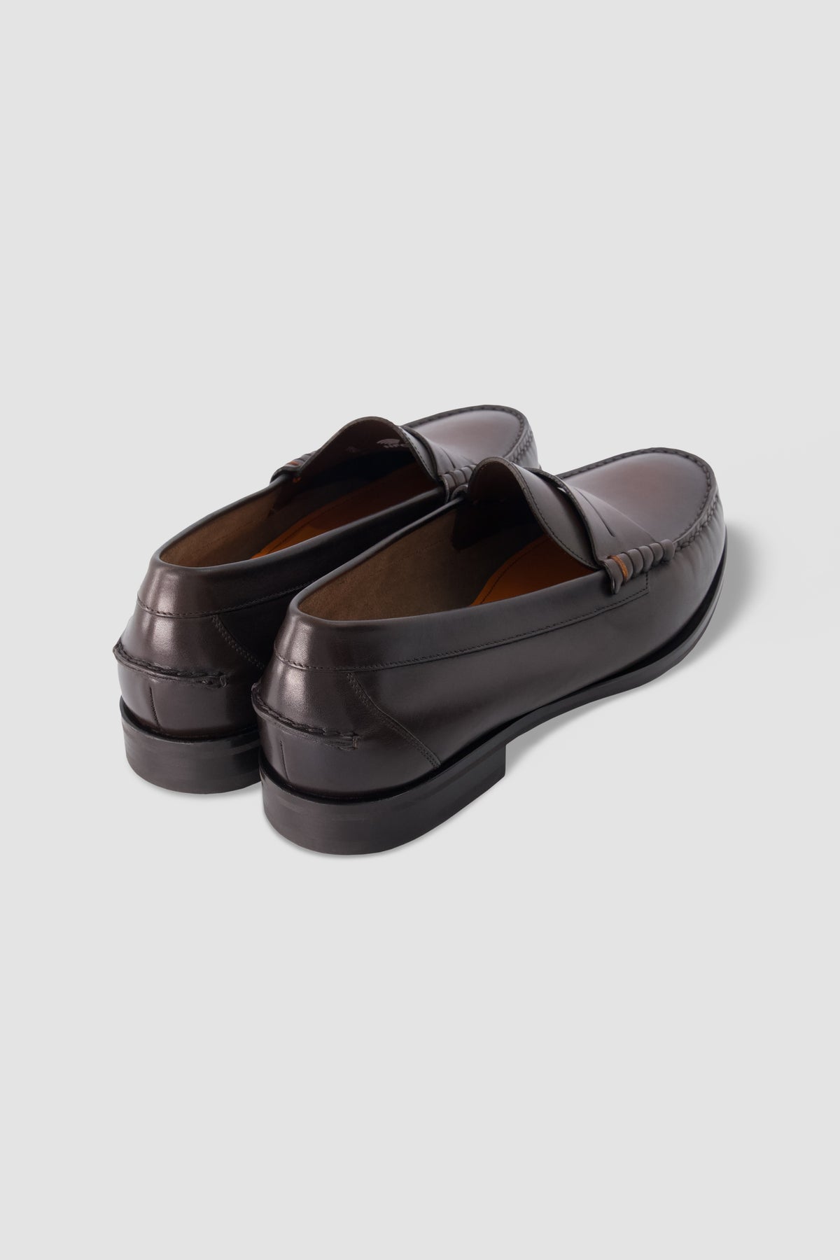 Santoni Brown Leather Penny Loafers