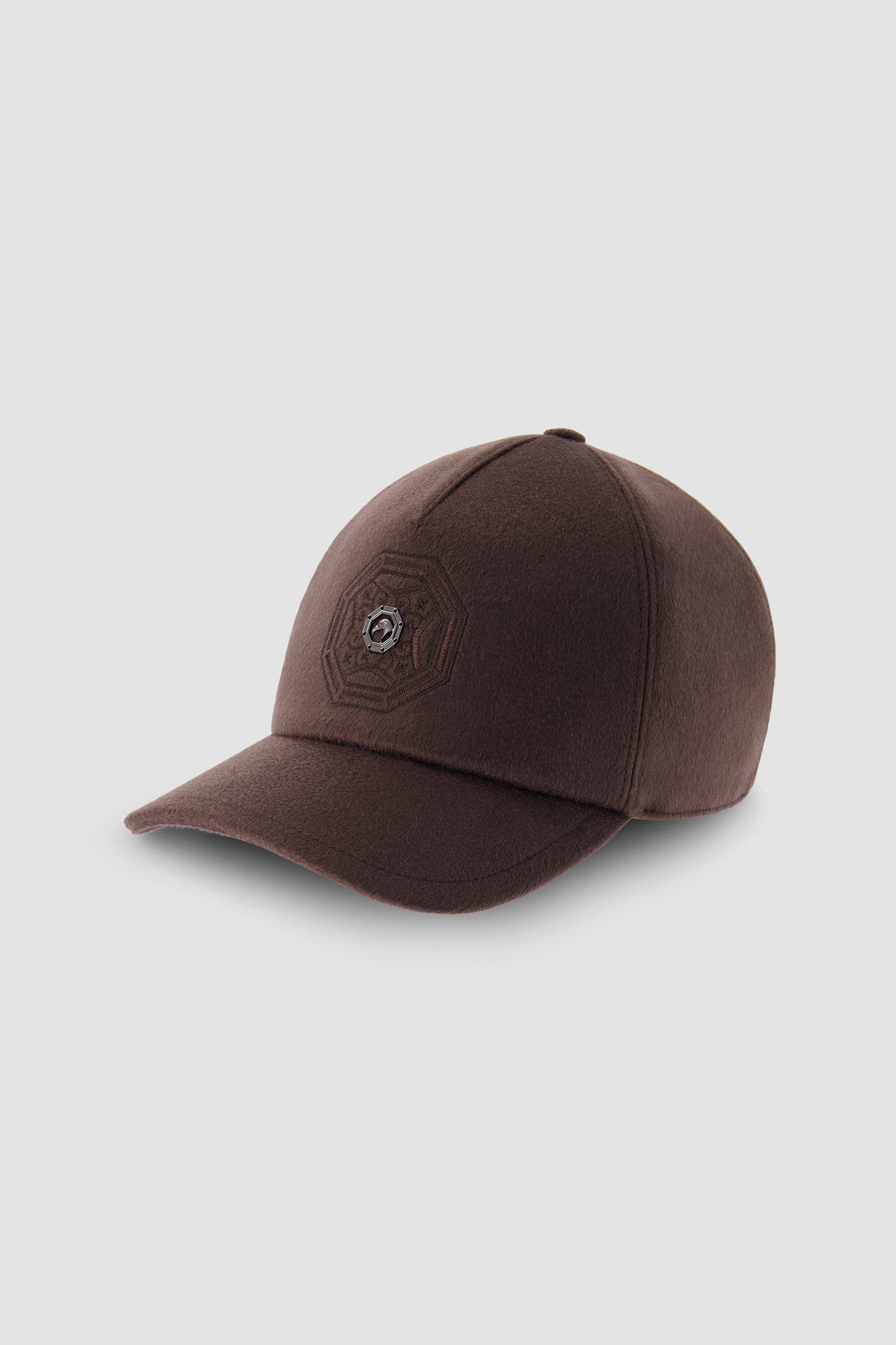 Stefano Ricci Brown Wool Embroidered Baseball Hat