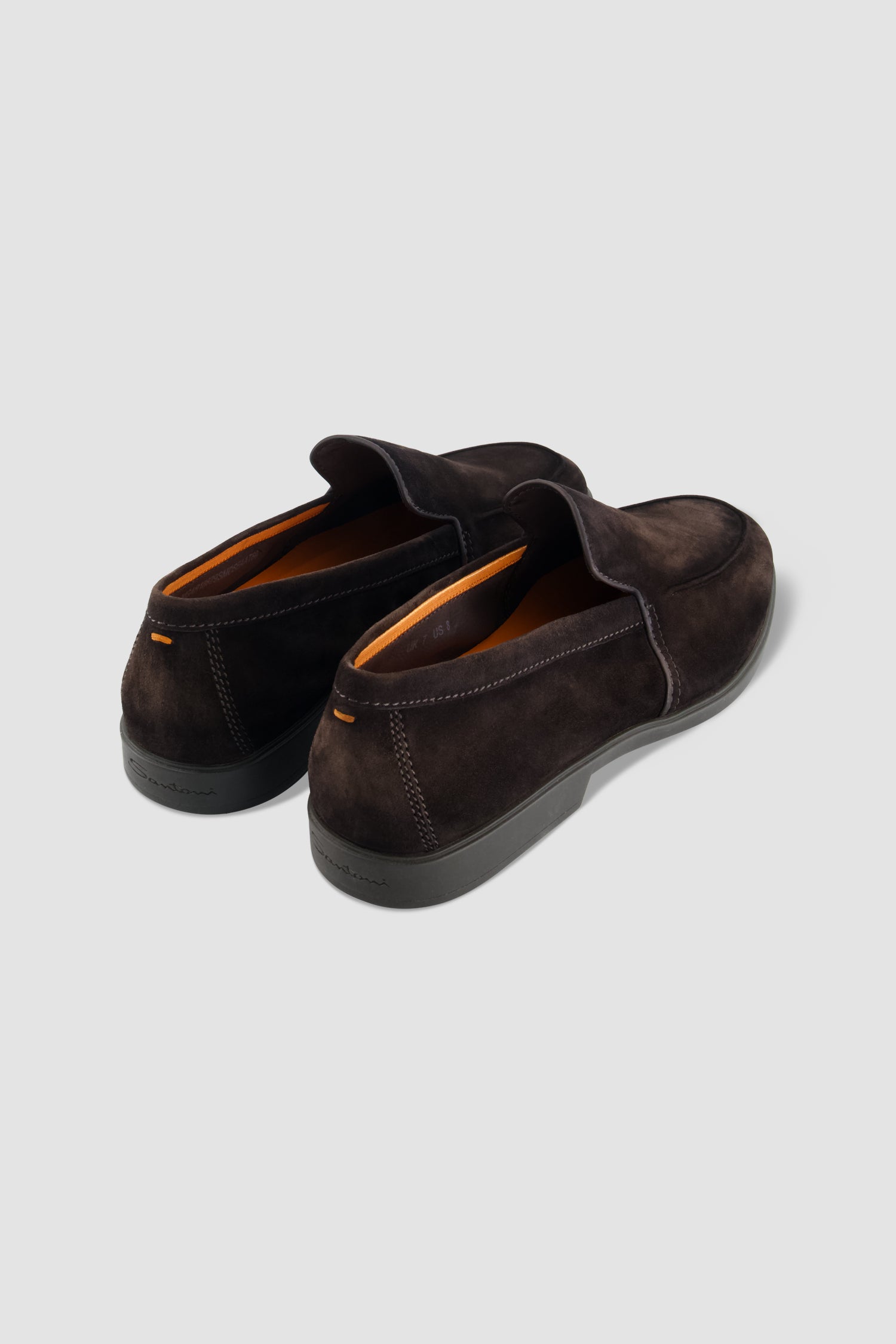 Santoni Brown Suede Slip-on Loafers