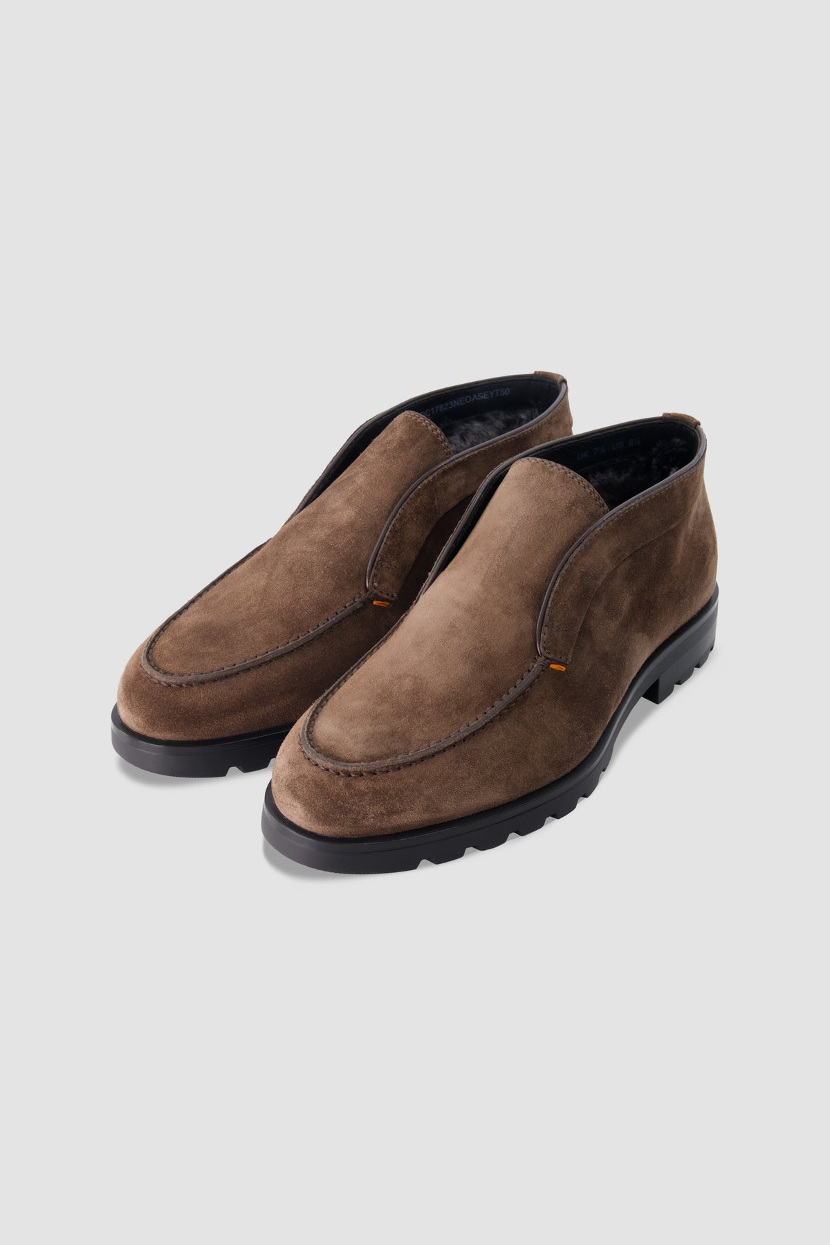 Santoni Brown Shearling Lined Ankle Boots