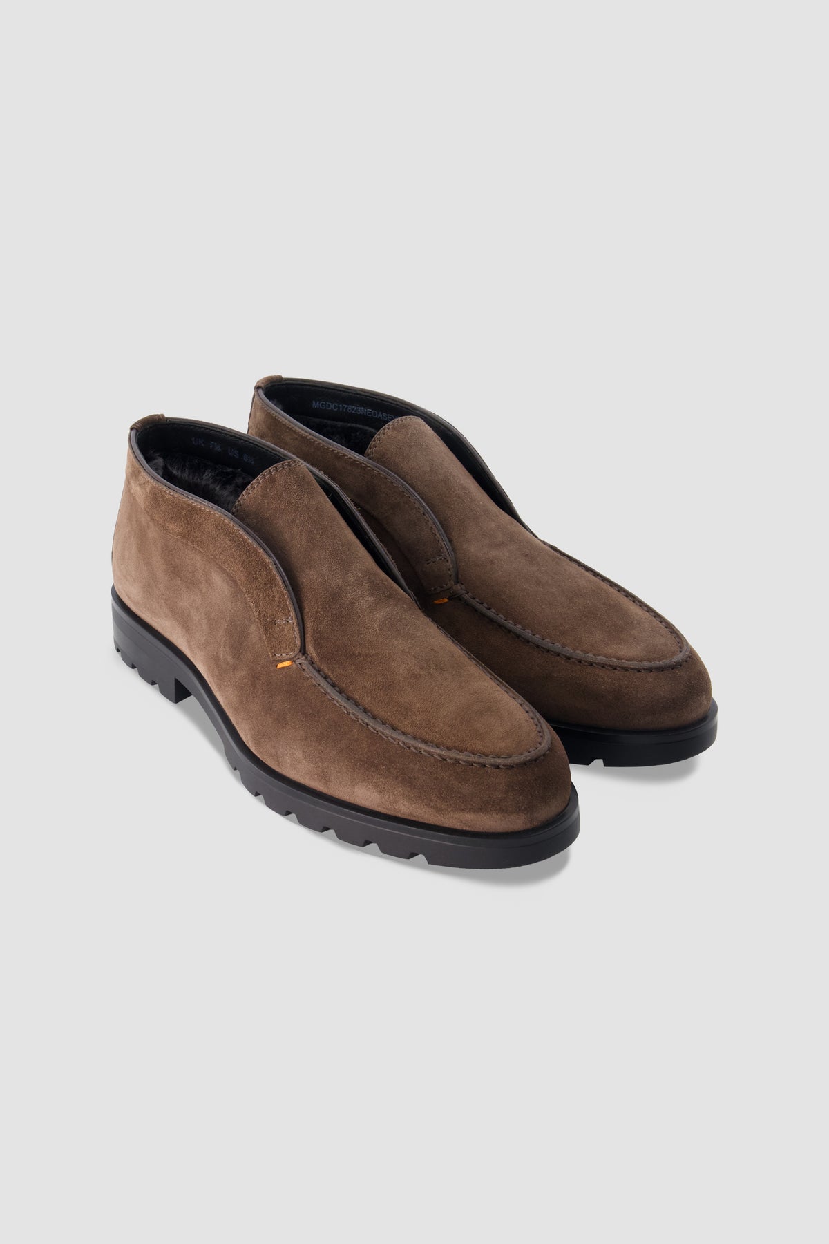 Santoni Brown Shearling Lined Ankle Boots