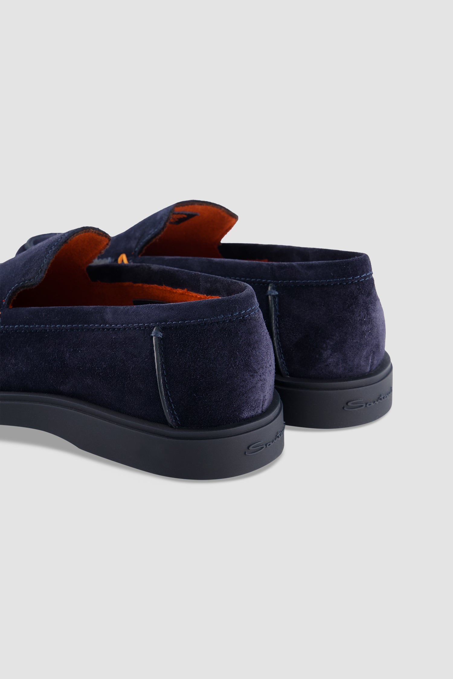 Santoni Navy Suede Slip-On Loafer
