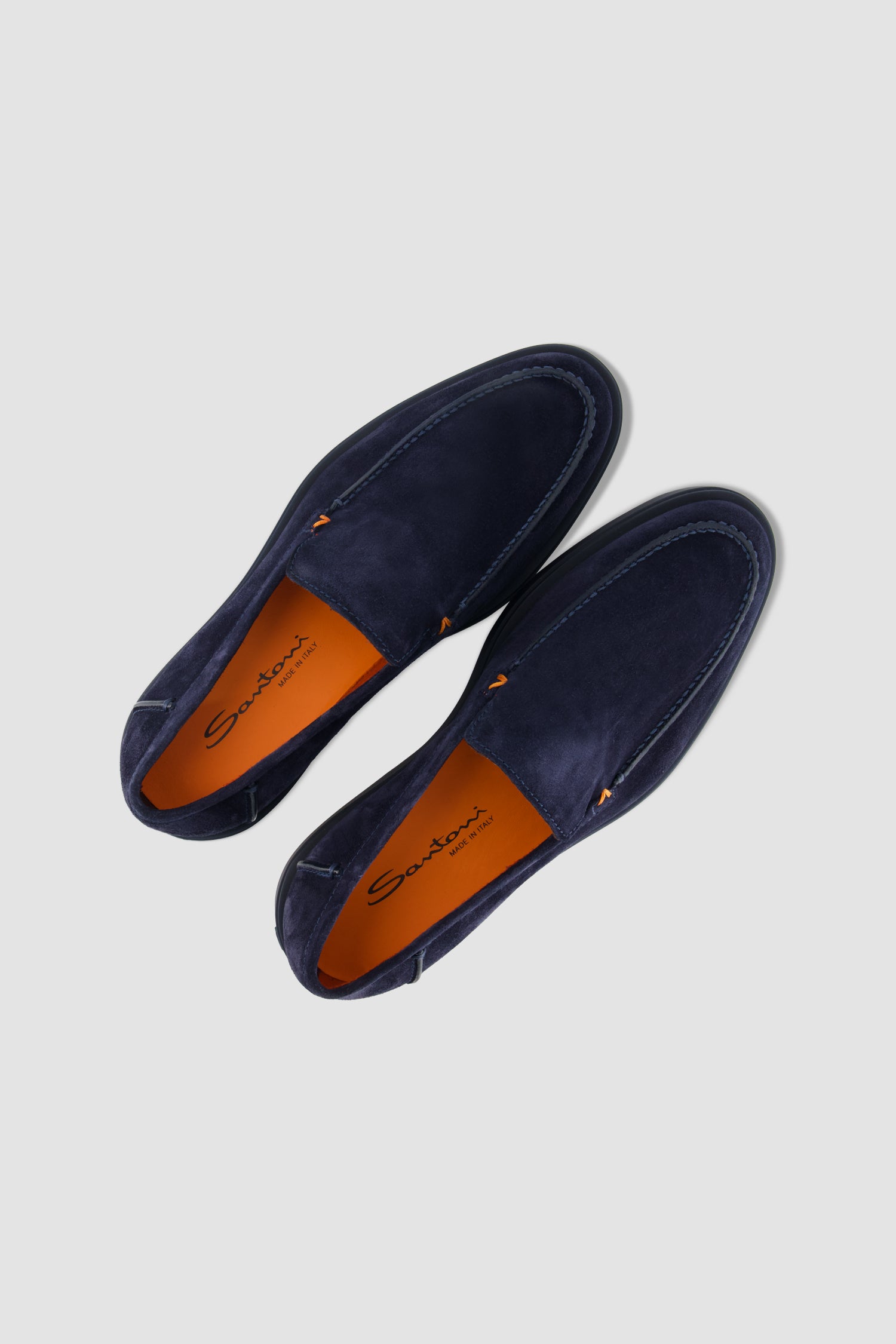 Santoni Navy Suede Slip-On Loafer