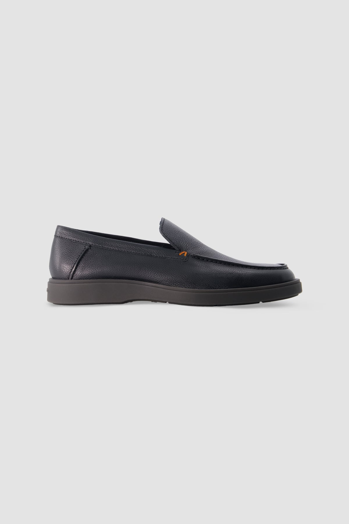 Santoni Black Leather Loafers