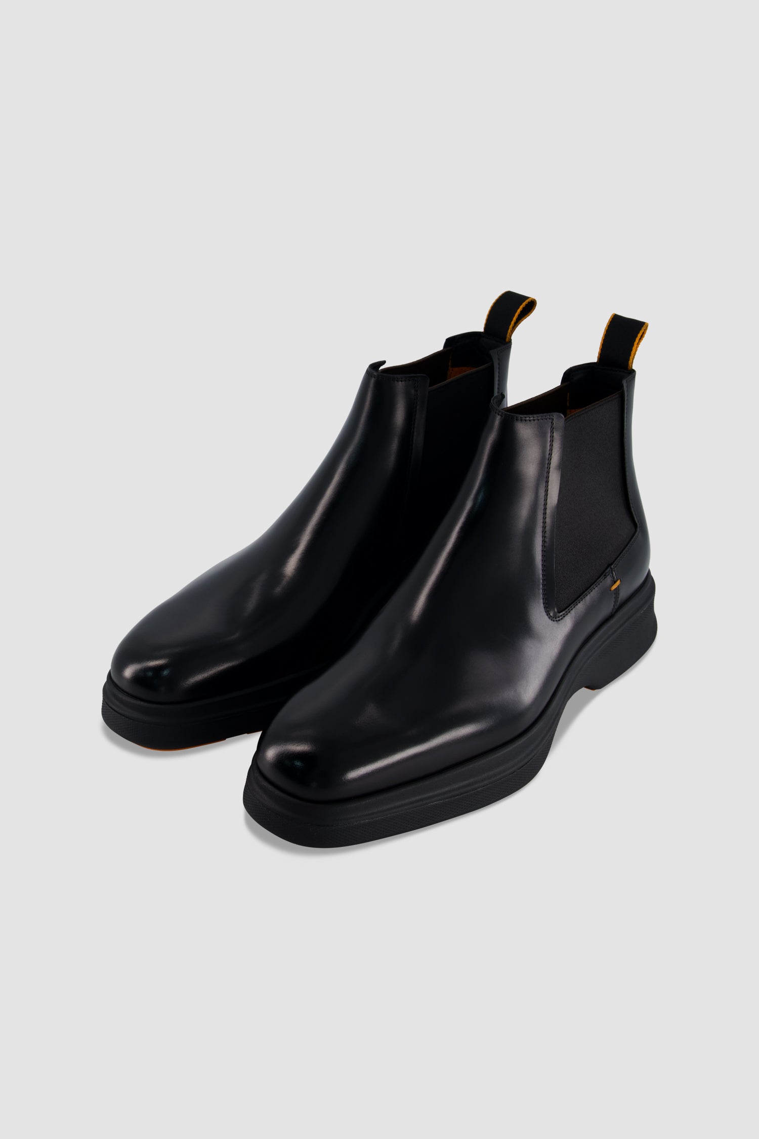 Santoni Black Leather Chelsea Boots