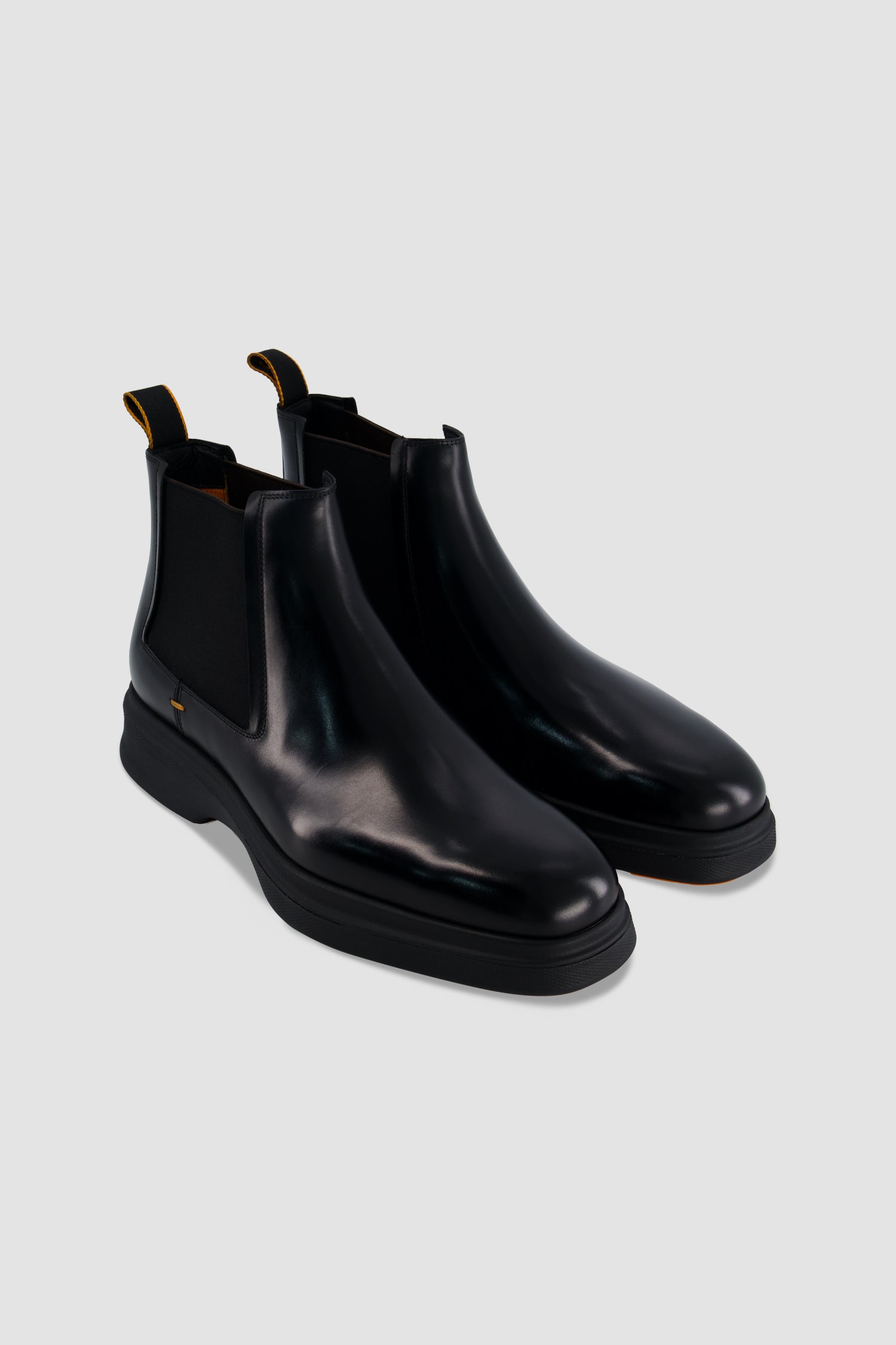 Santoni Black Leather Chelsea Boots