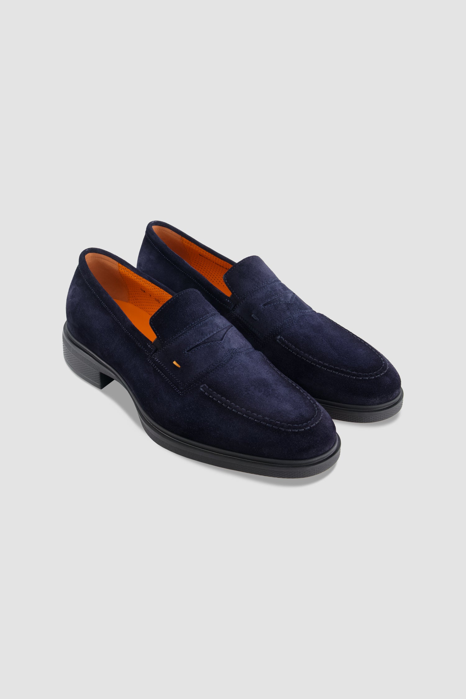 Santoni Navy Suede Penny Loafer