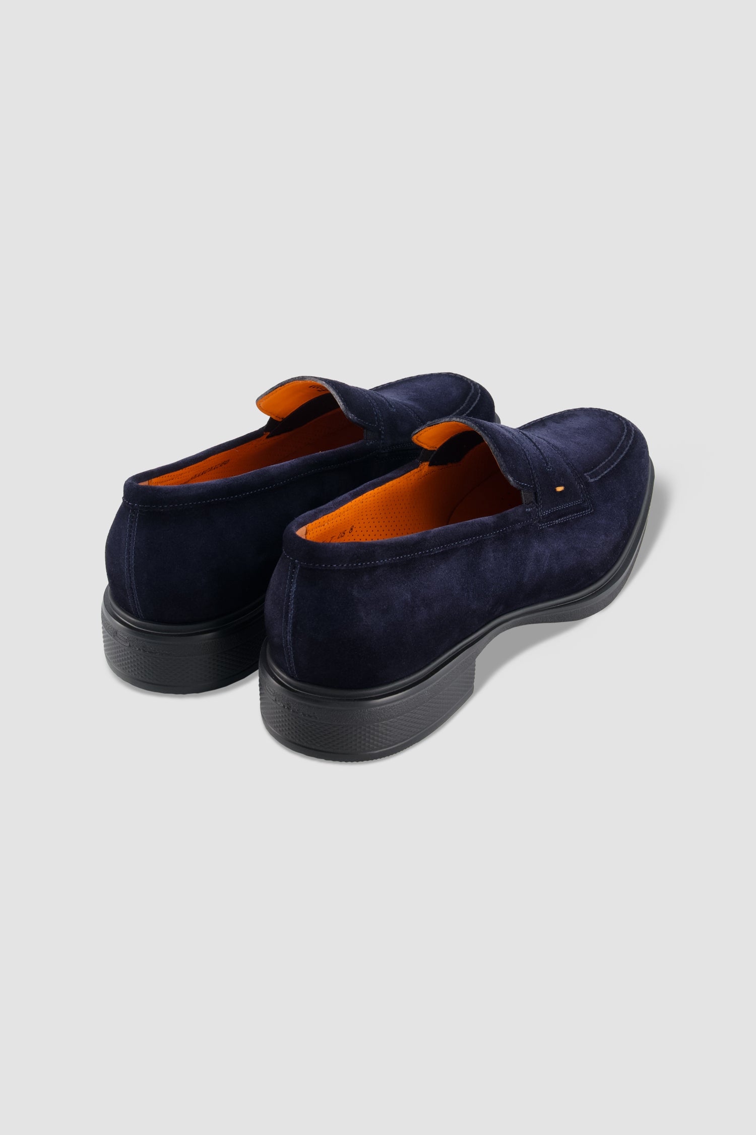 Santoni Navy Suede Penny Loafer
