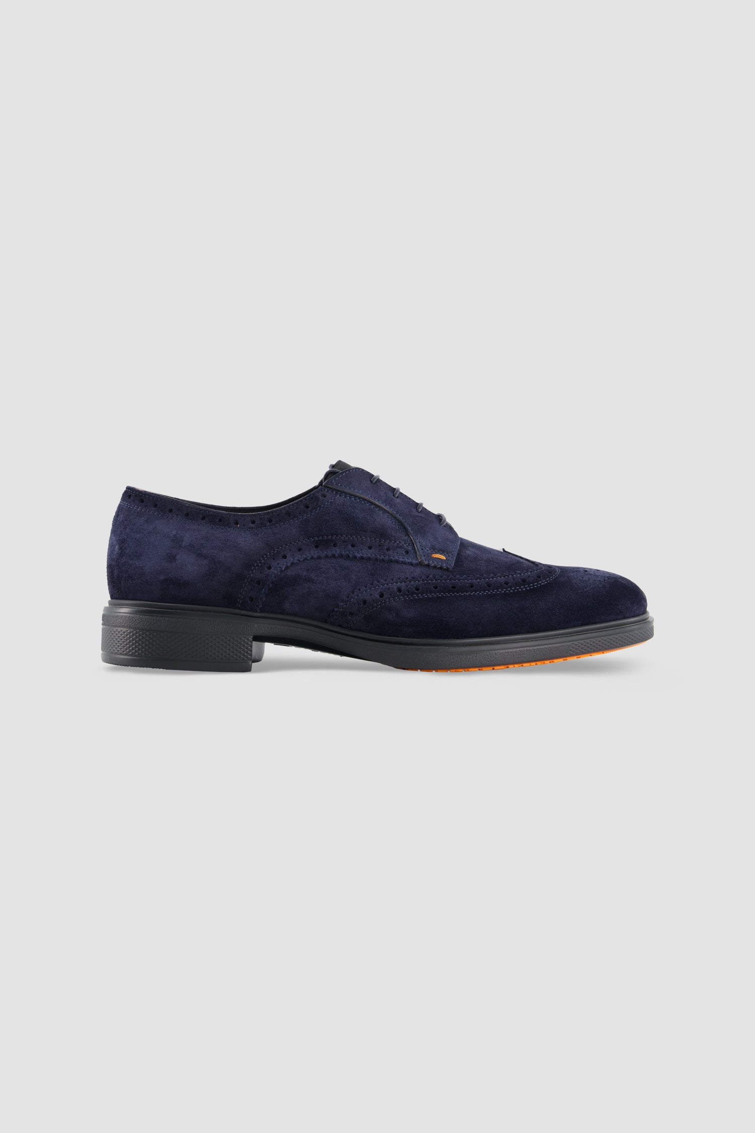 Santoni Navy Suede Derby Shoes