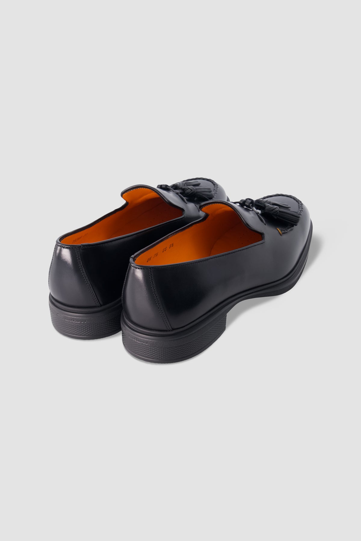 Santoni Black Leather Tassel Loafers