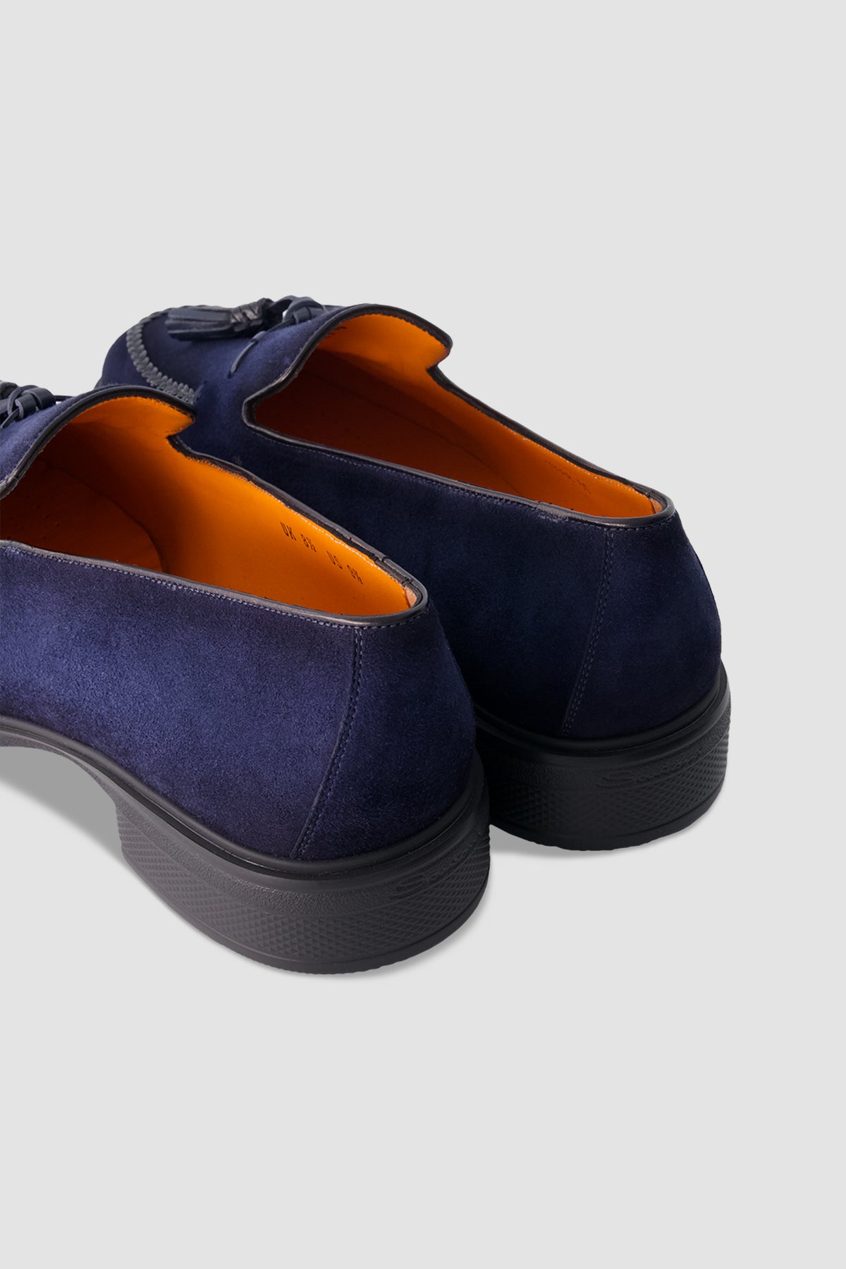 Santoni Navy Suede Tassel Loafers