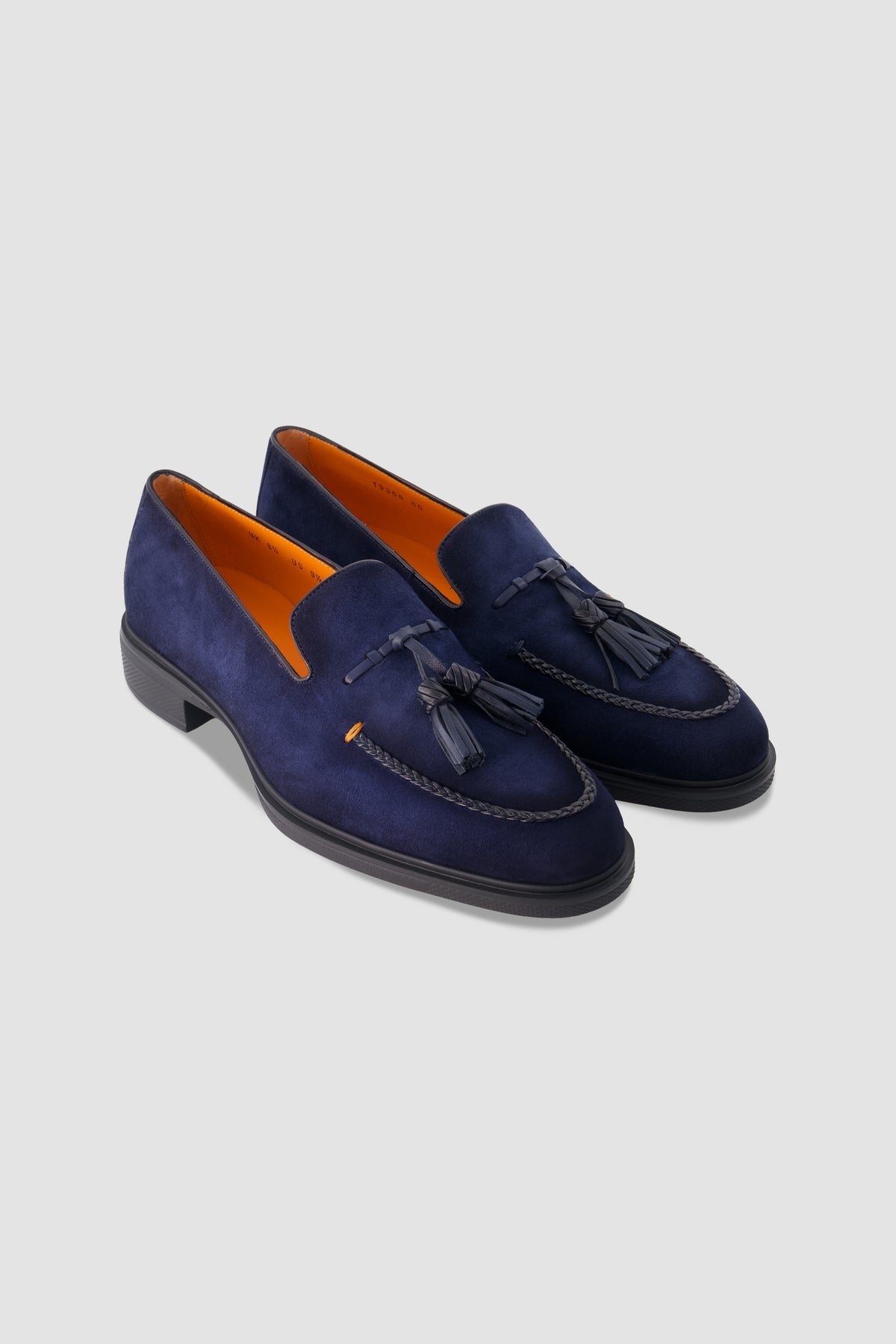 Santoni Navy Suede Tassel Loafers