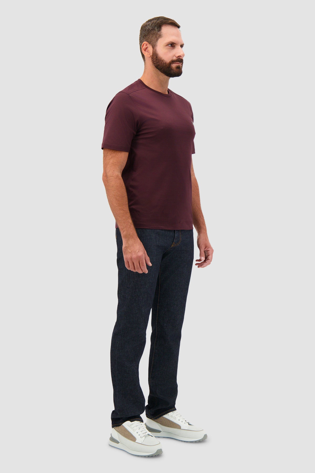 Stefano Ricci Burgundy Cotton Crewneck T-shirt