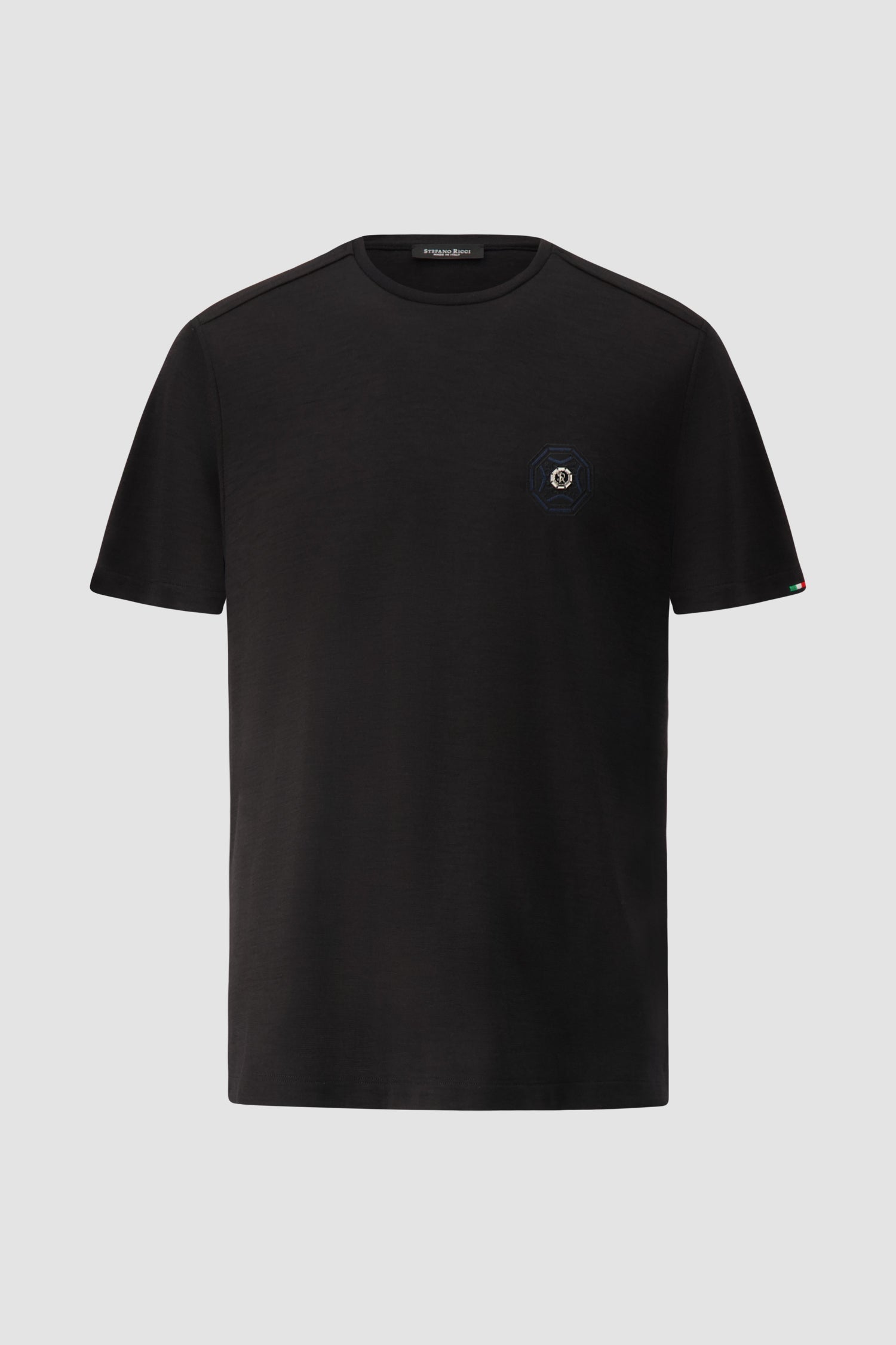 Stefano Ricci Black Wool Blend Placchetta T-Shirt