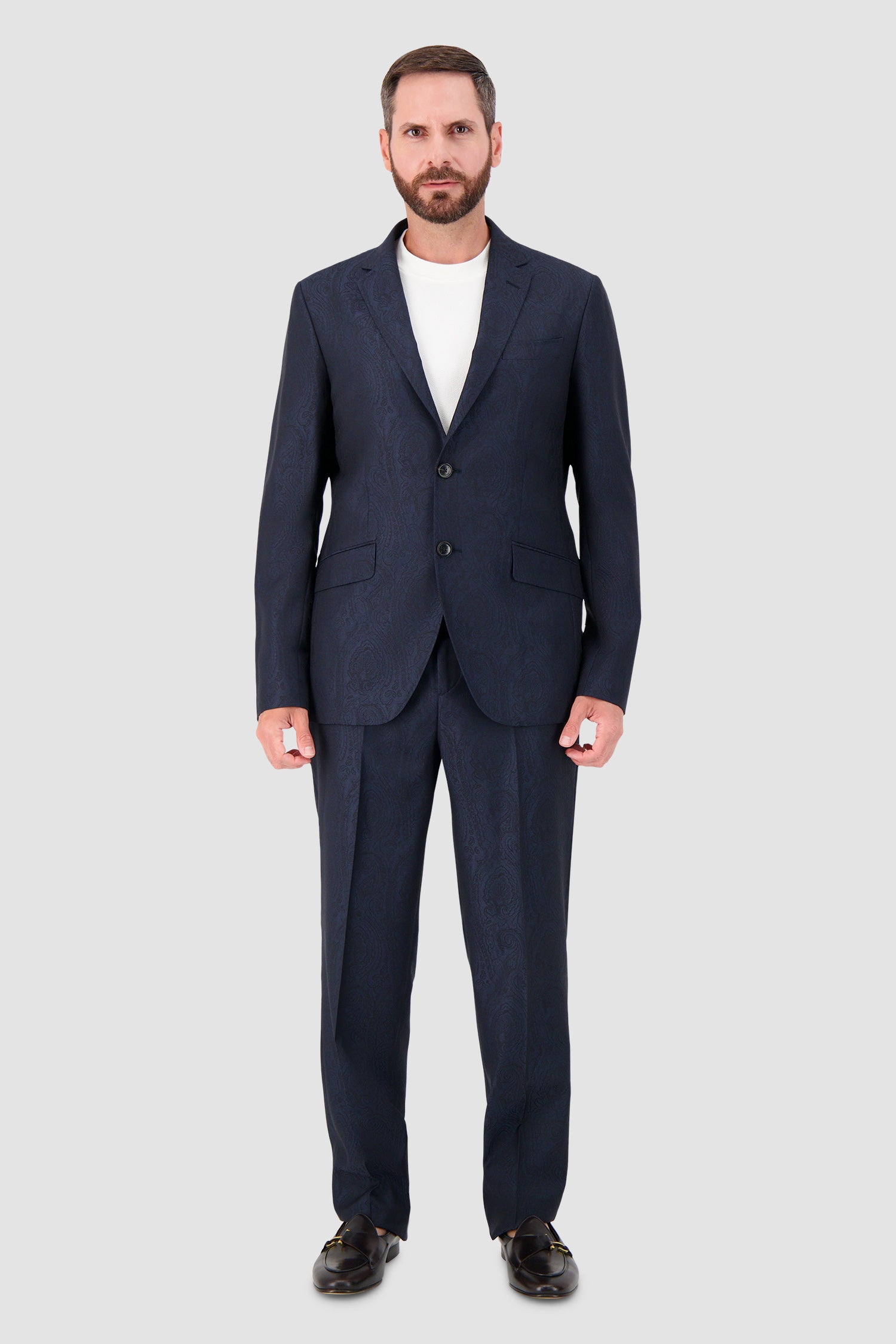 Etro Milano Navy Tonal Paisley Blazer