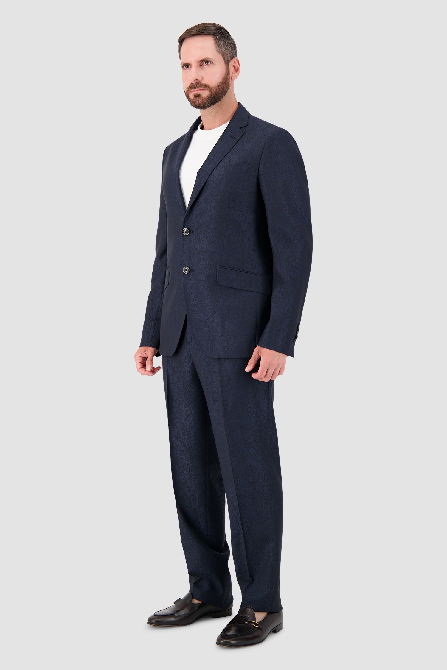 Etro Milano Navy Tonal Paisley Blazer