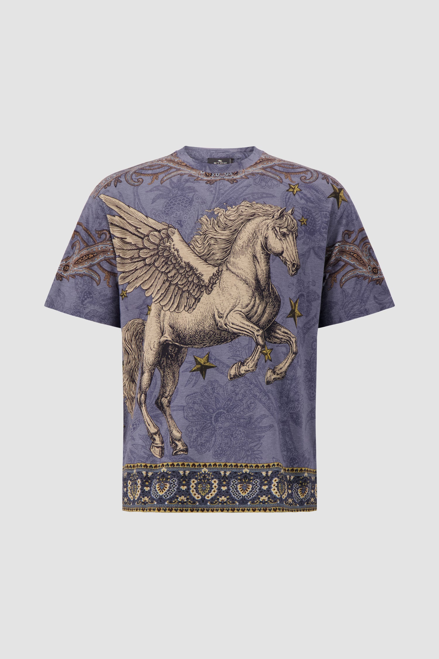 Etro Milano Blue Pegasus Graphic Crew Neck T-Shirt