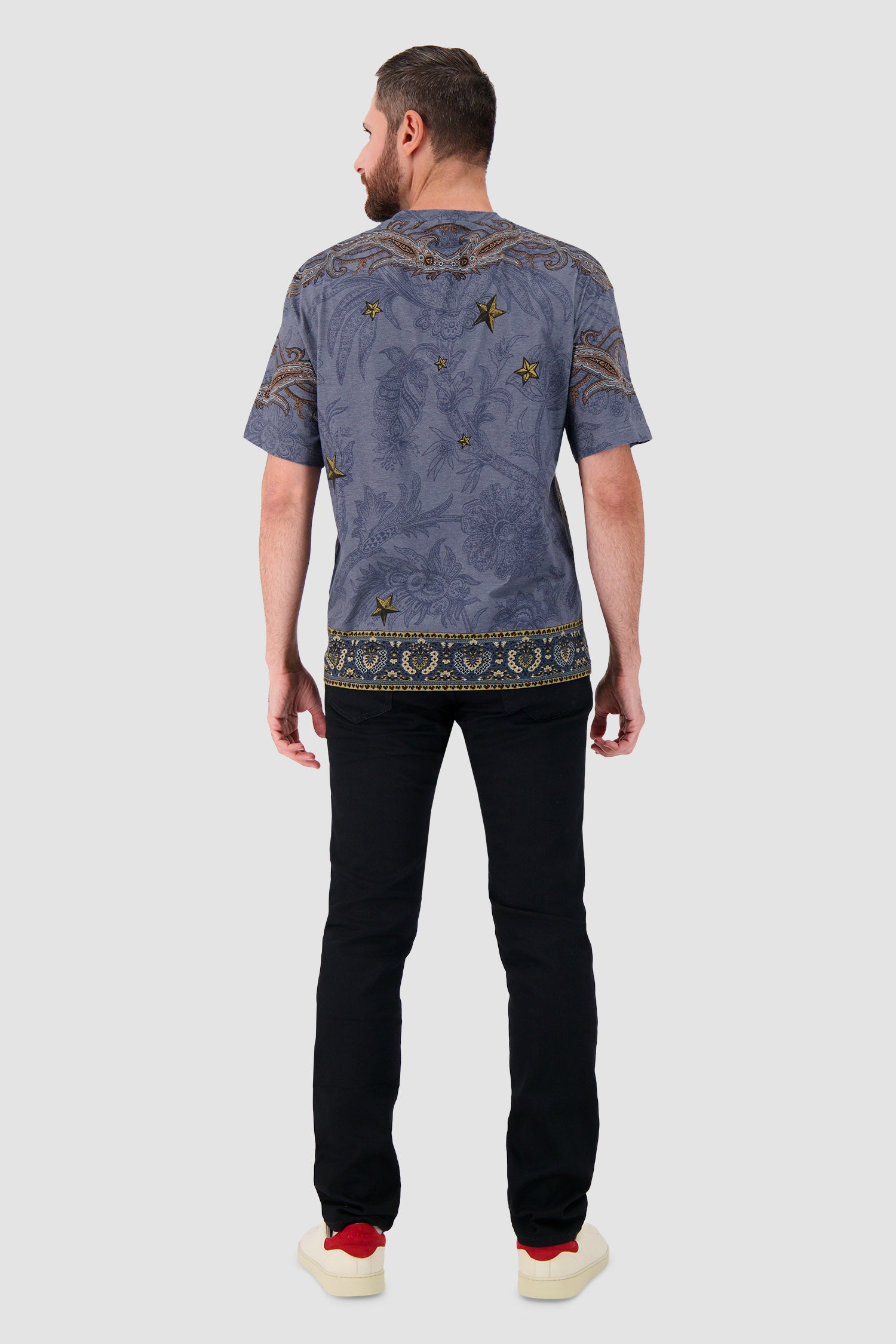Etro Milano Blue Pegasus Graphic Crew Neck T-Shirt