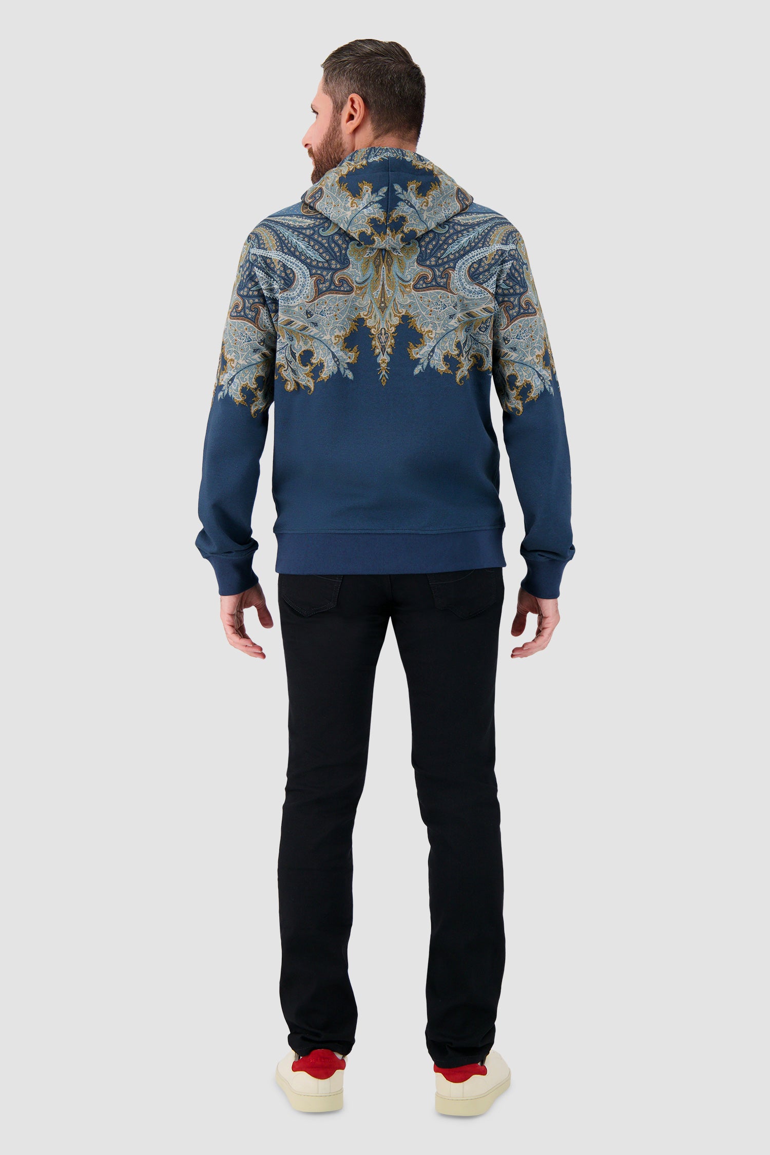 Etro Milano Teal Paisley Zip-Up Hoodie