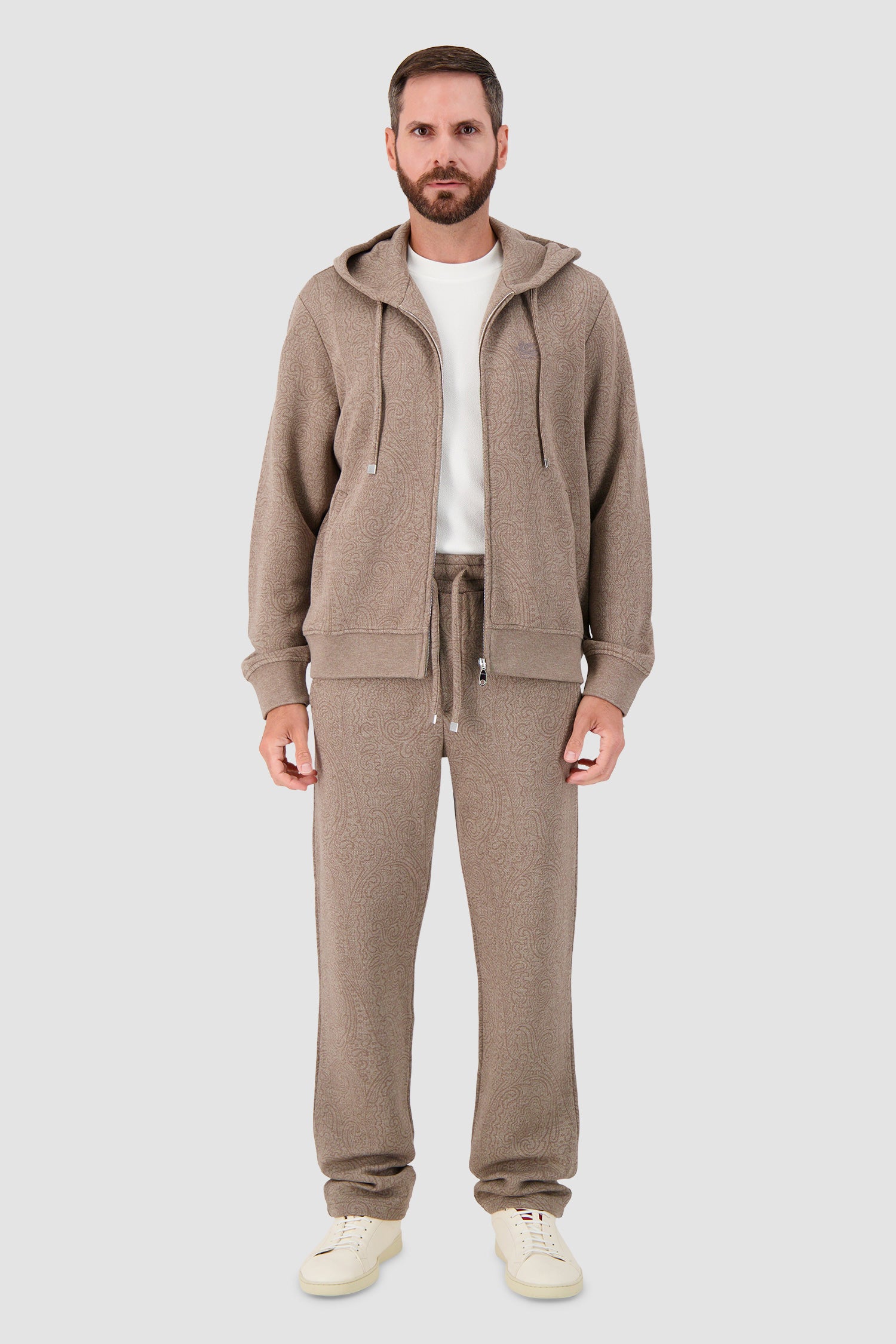 Etro Milano Beige Paisley Knit Hoodie