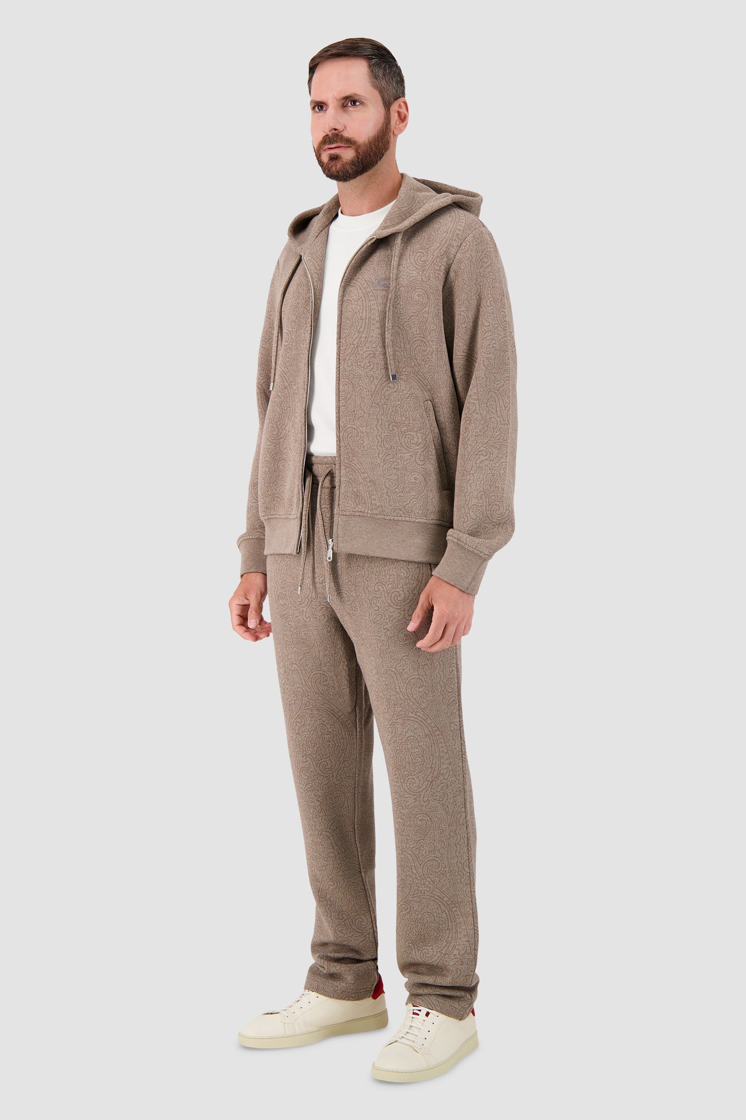 Etro Milano Beige Paisley Knit Hoodie