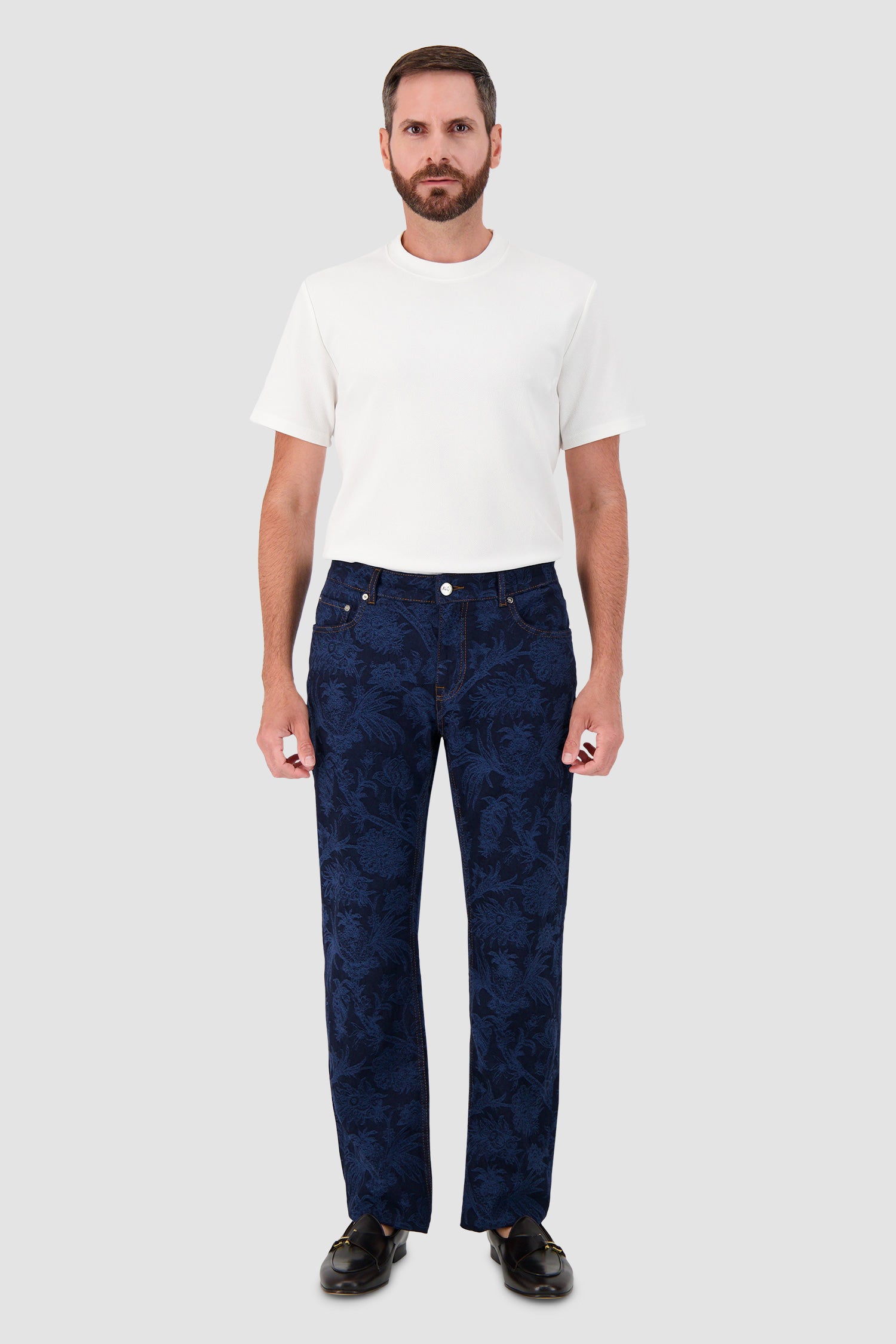 Etro Milano Blue Floral Print Denim Jeans