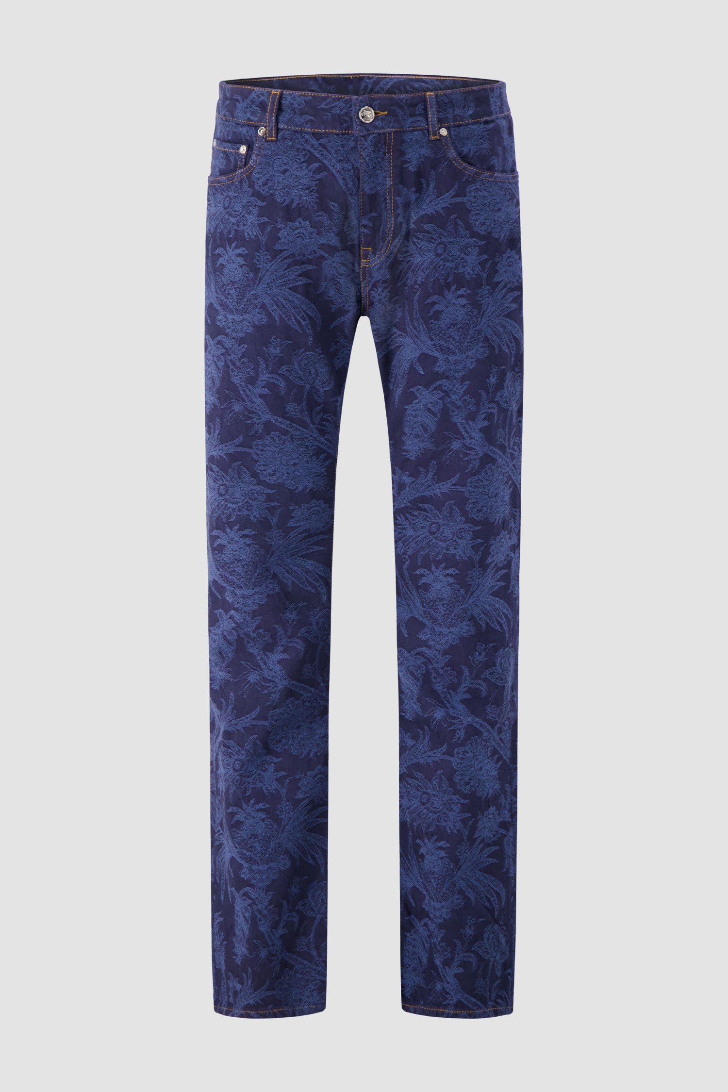 Etro Milano Blue Floral Print Denim Jeans