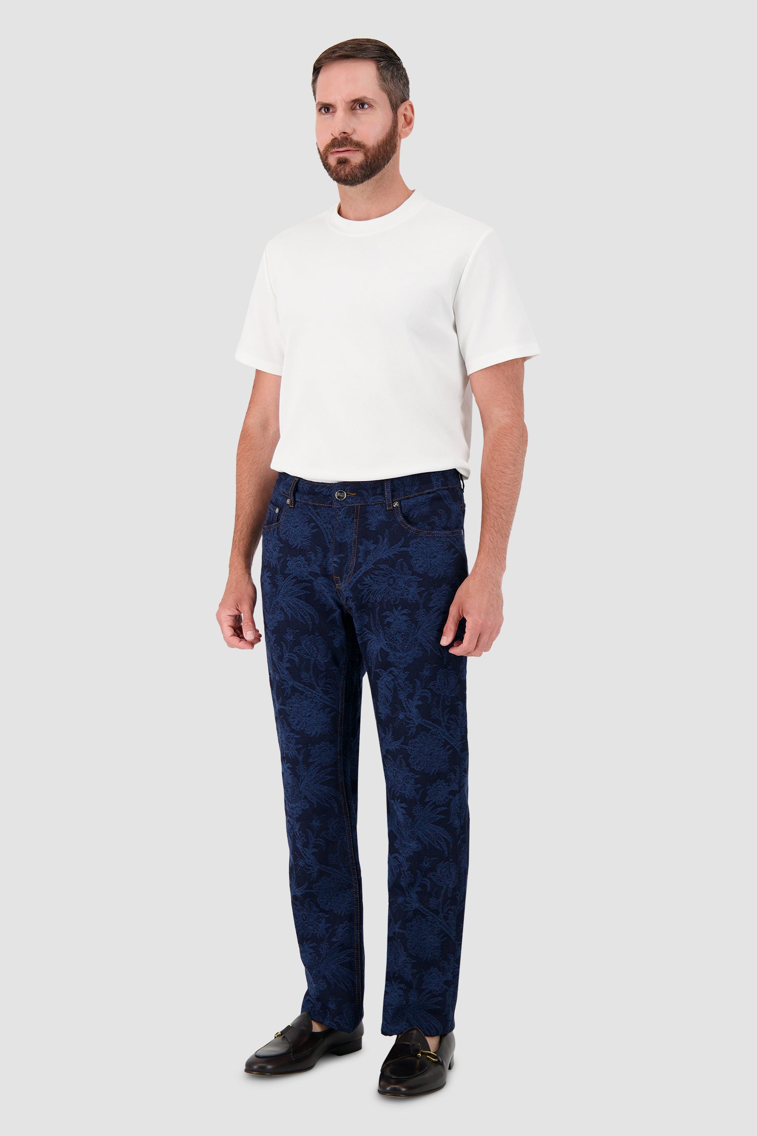 Etro Milano Blue Floral Print Denim Jeans