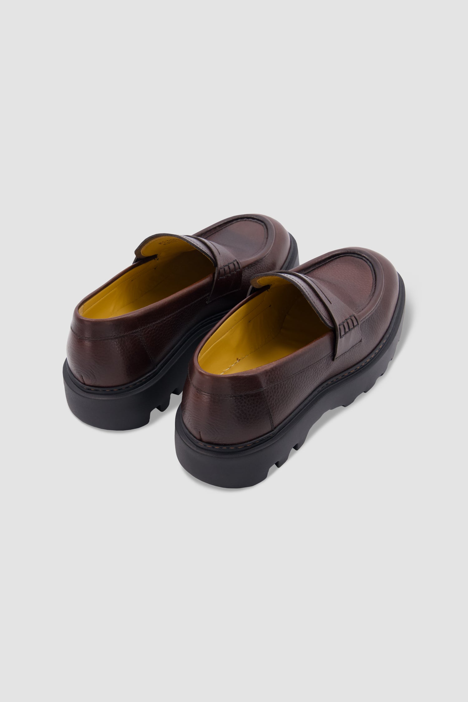 Testoni Brown Grained Leather Penny Loafers