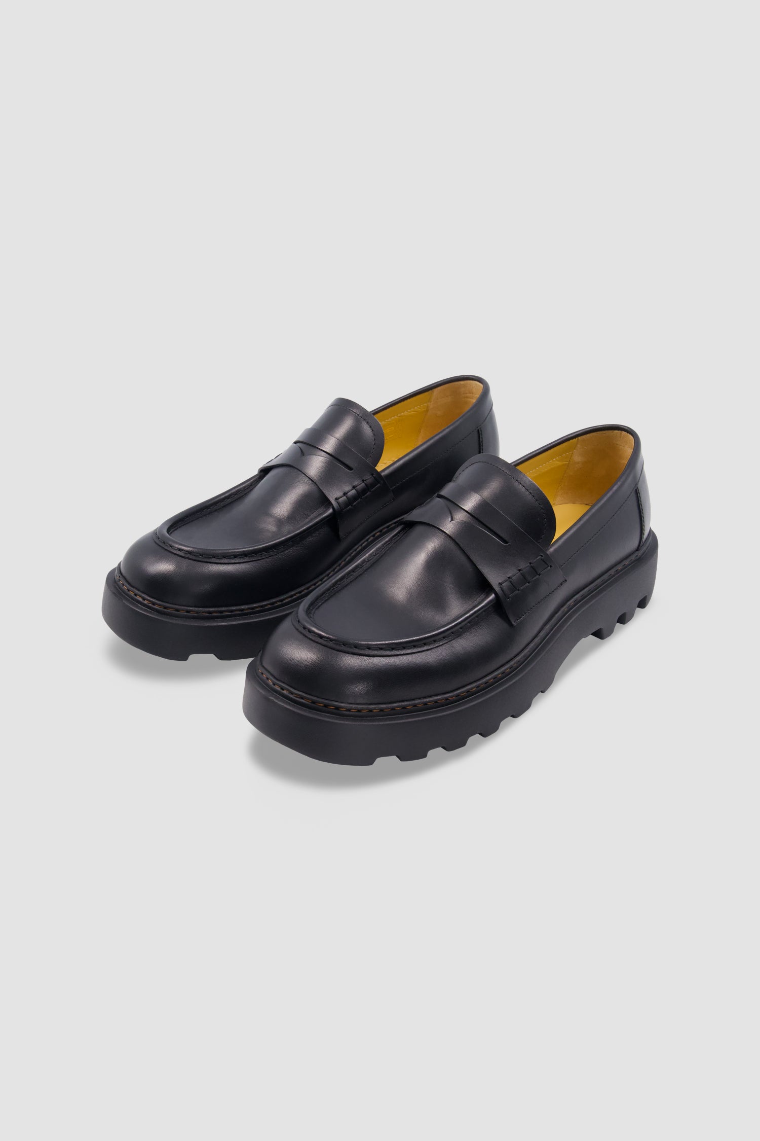 Testoni Black Leather Penny Loafers