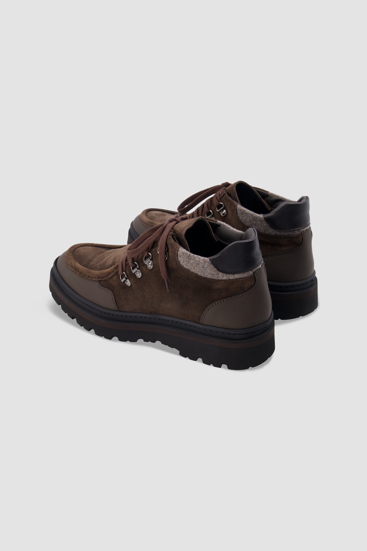 Testoni Brown Suede Leather Trimmed Hiking Boots