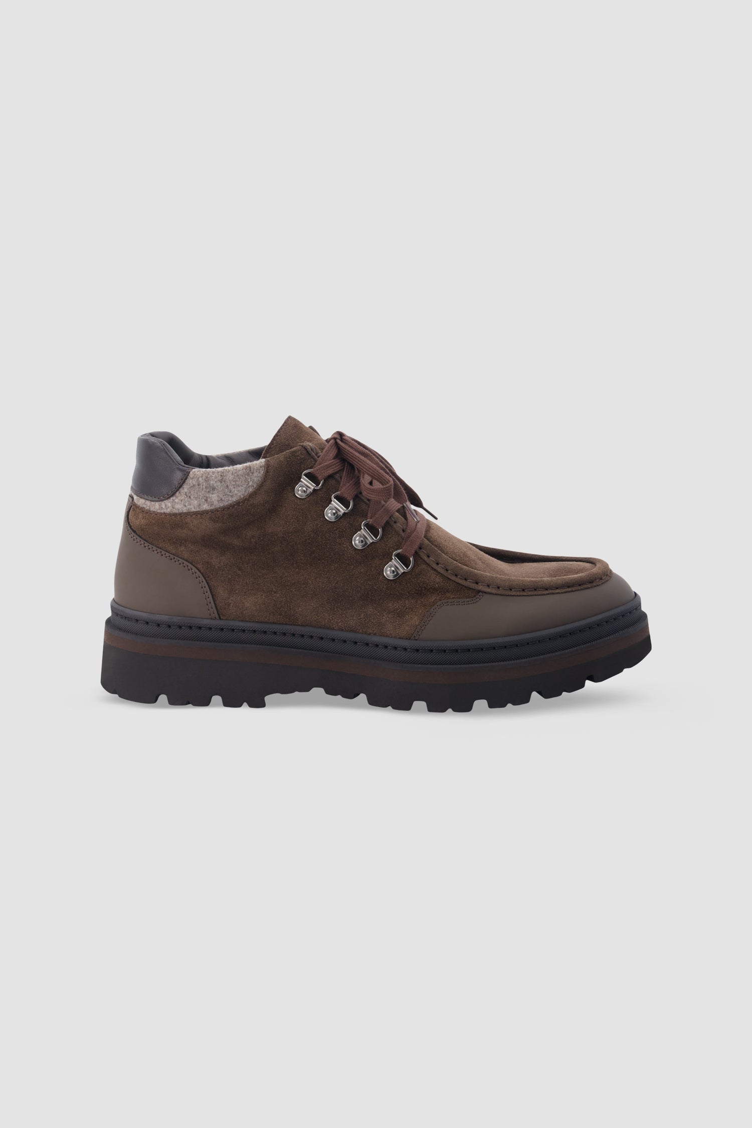 Testoni Brown Suede Leather Trimmed Hiking Boots