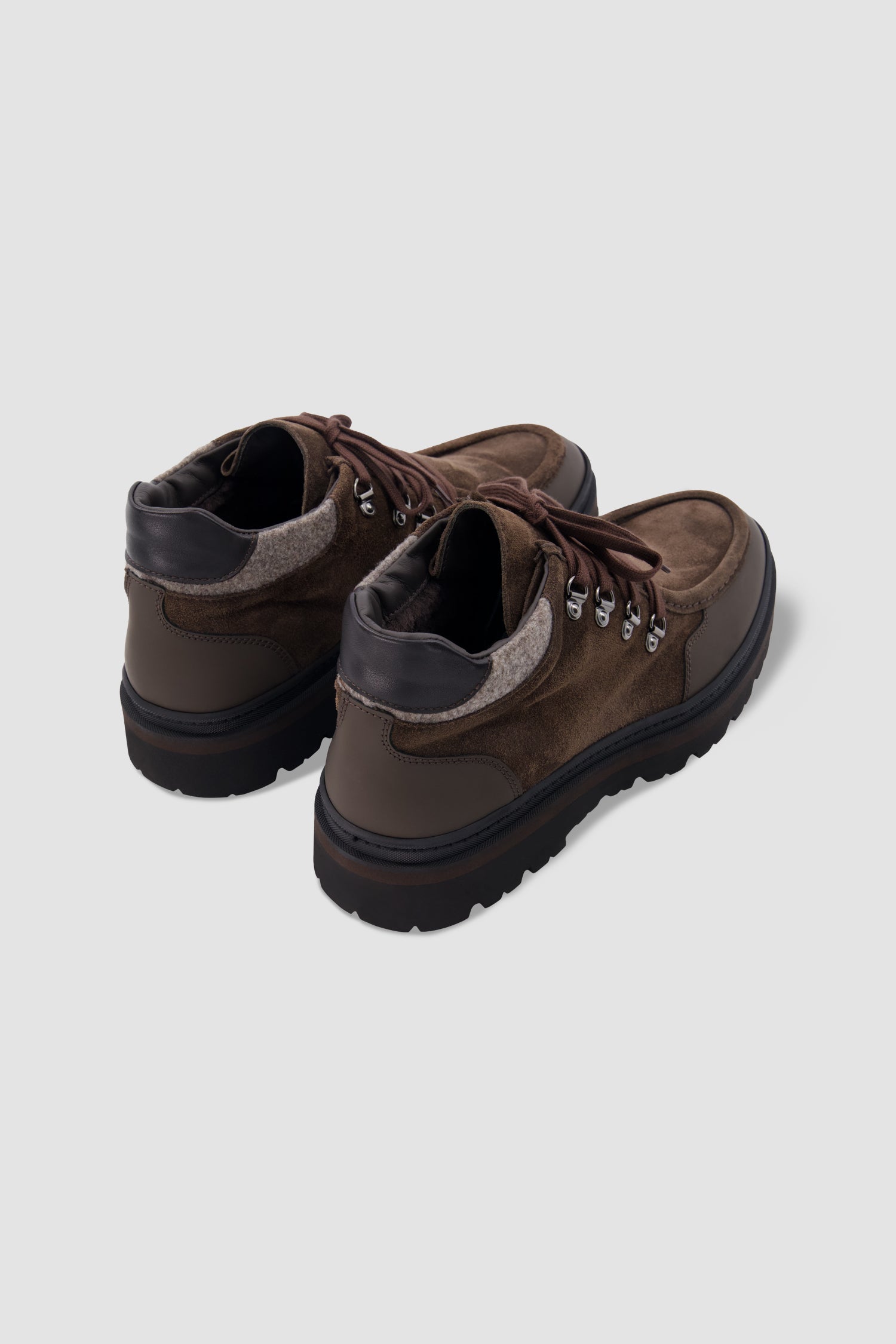Testoni Brown Suede Leather Trimmed Hiking Boots