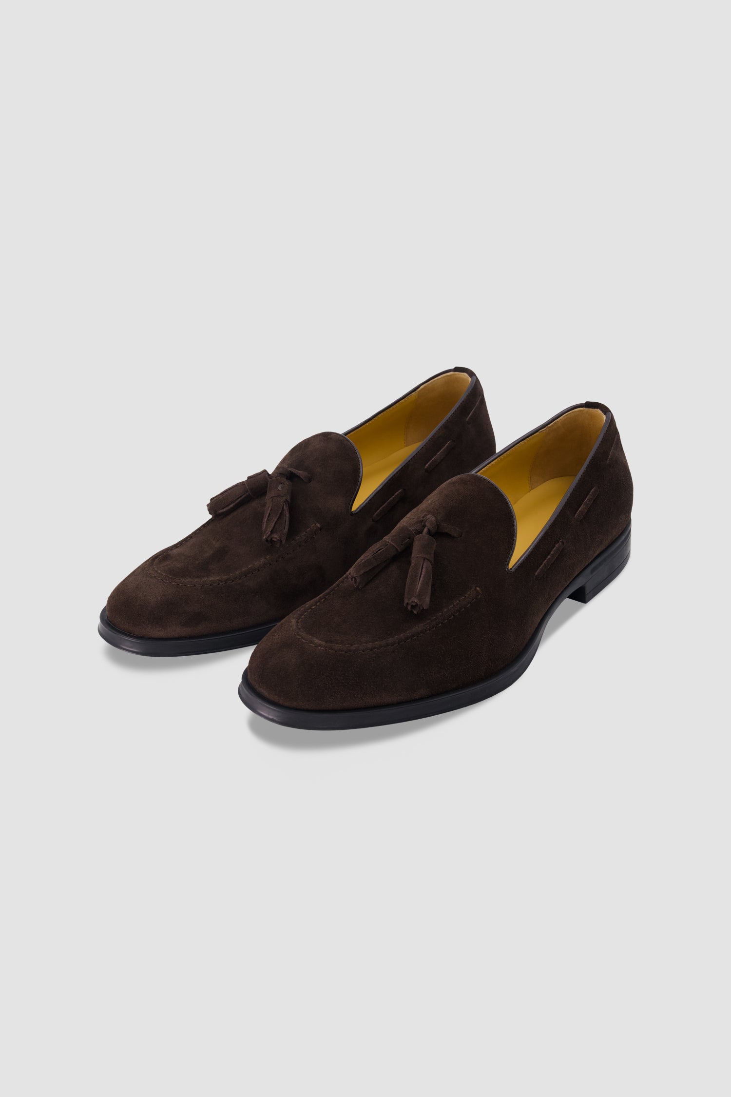 Testoni Dark Brown Suede Tassel Loafers