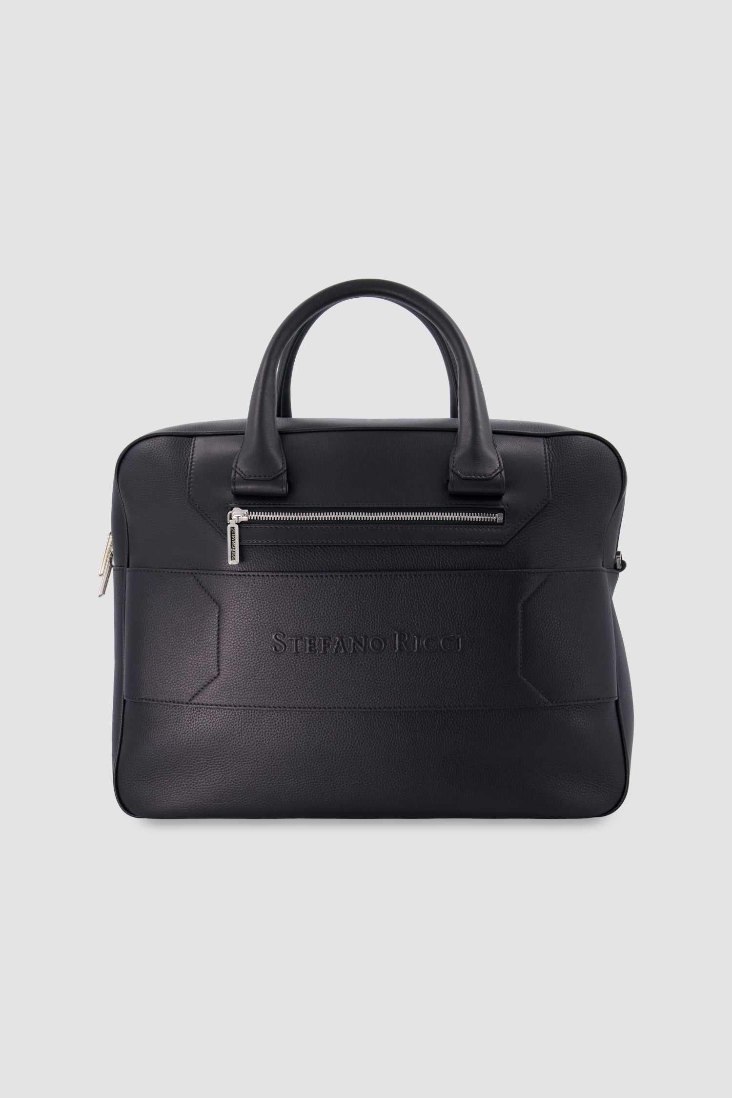 Stefano Ricci Black Calfskin Leather Trolley Business Bag
