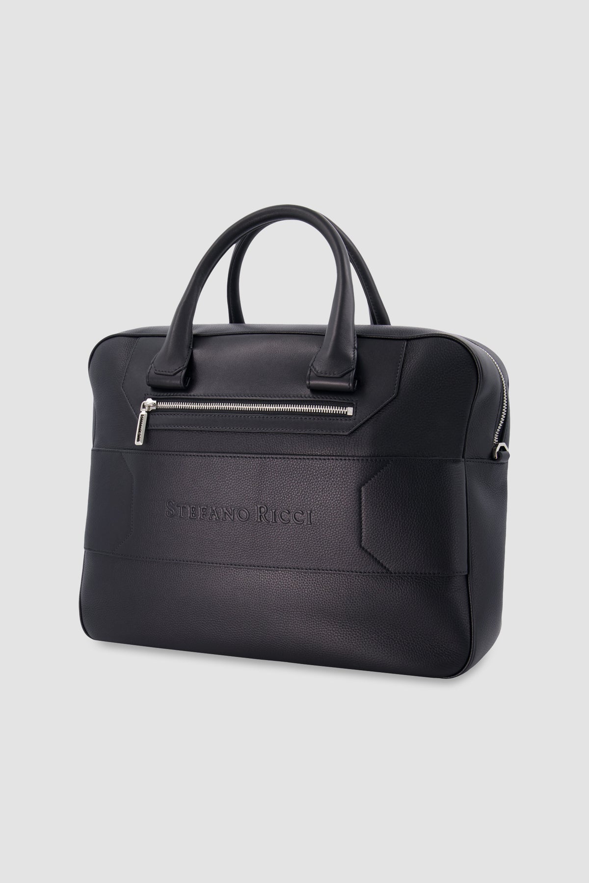Stefano Ricci Black Calfskin Leather Trolley Business Bag