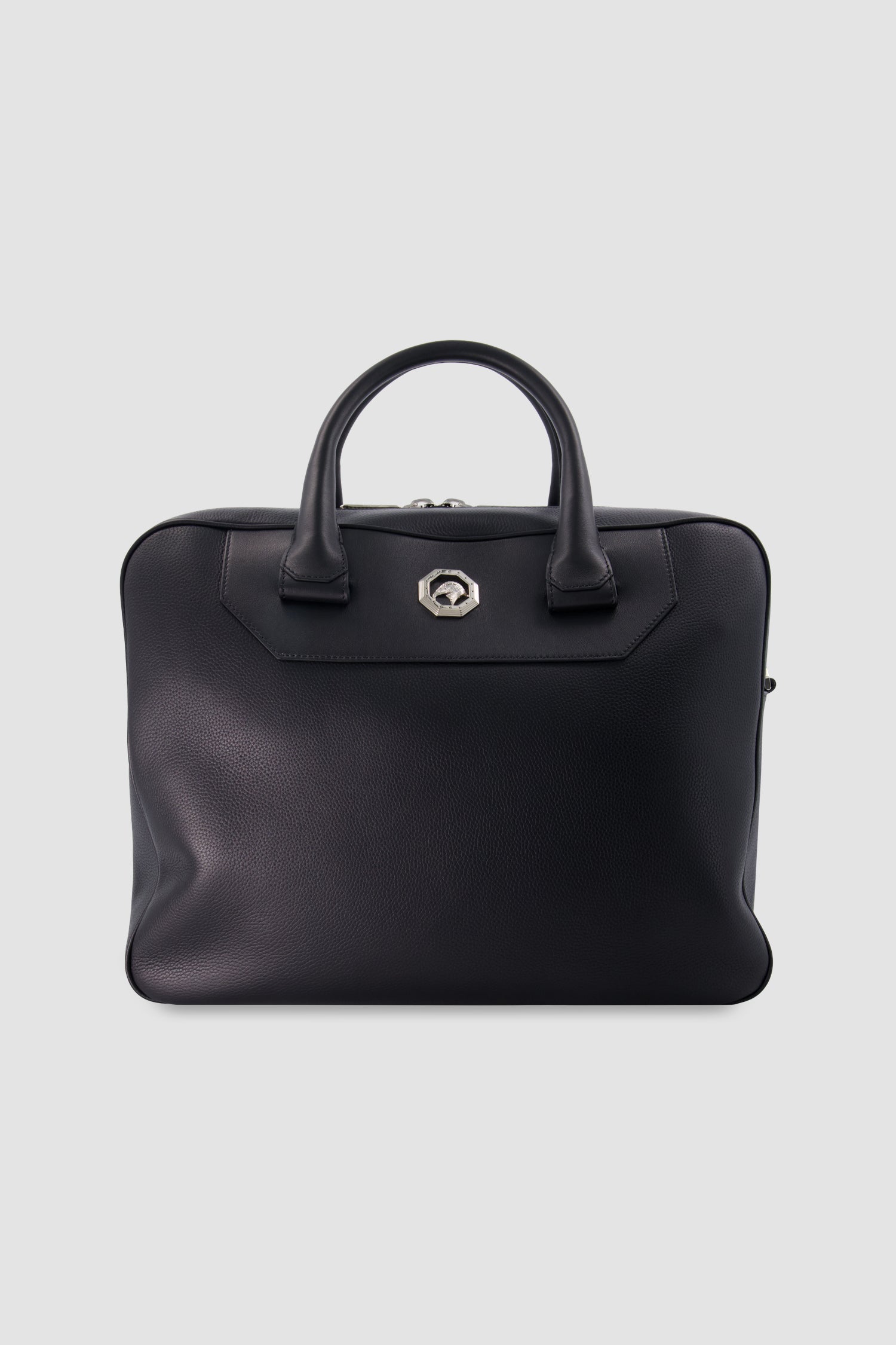 Stefano Ricci Black Calfskin Leather Trolley Business Bag