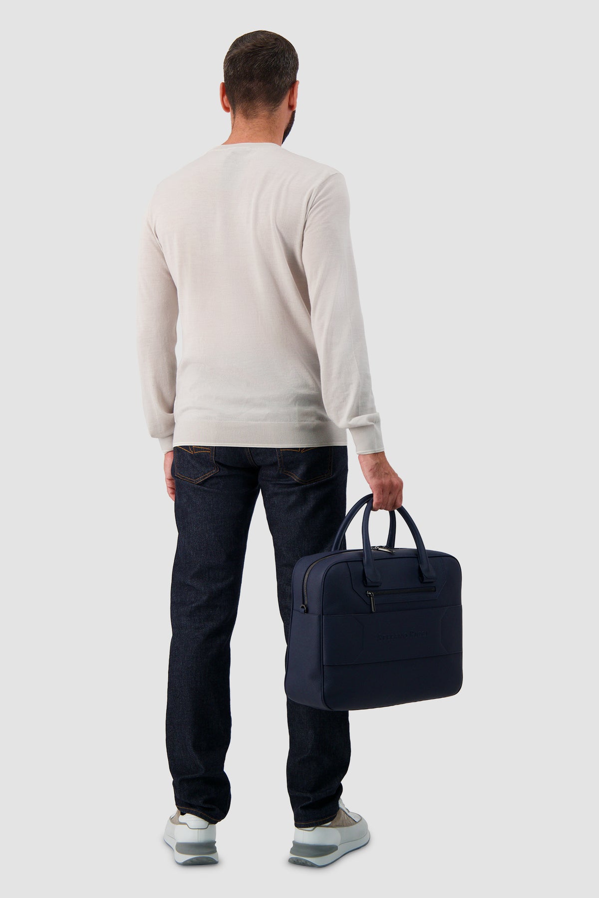 Stefano Ricci Navy Calfskin Leather Trolley Business Bag