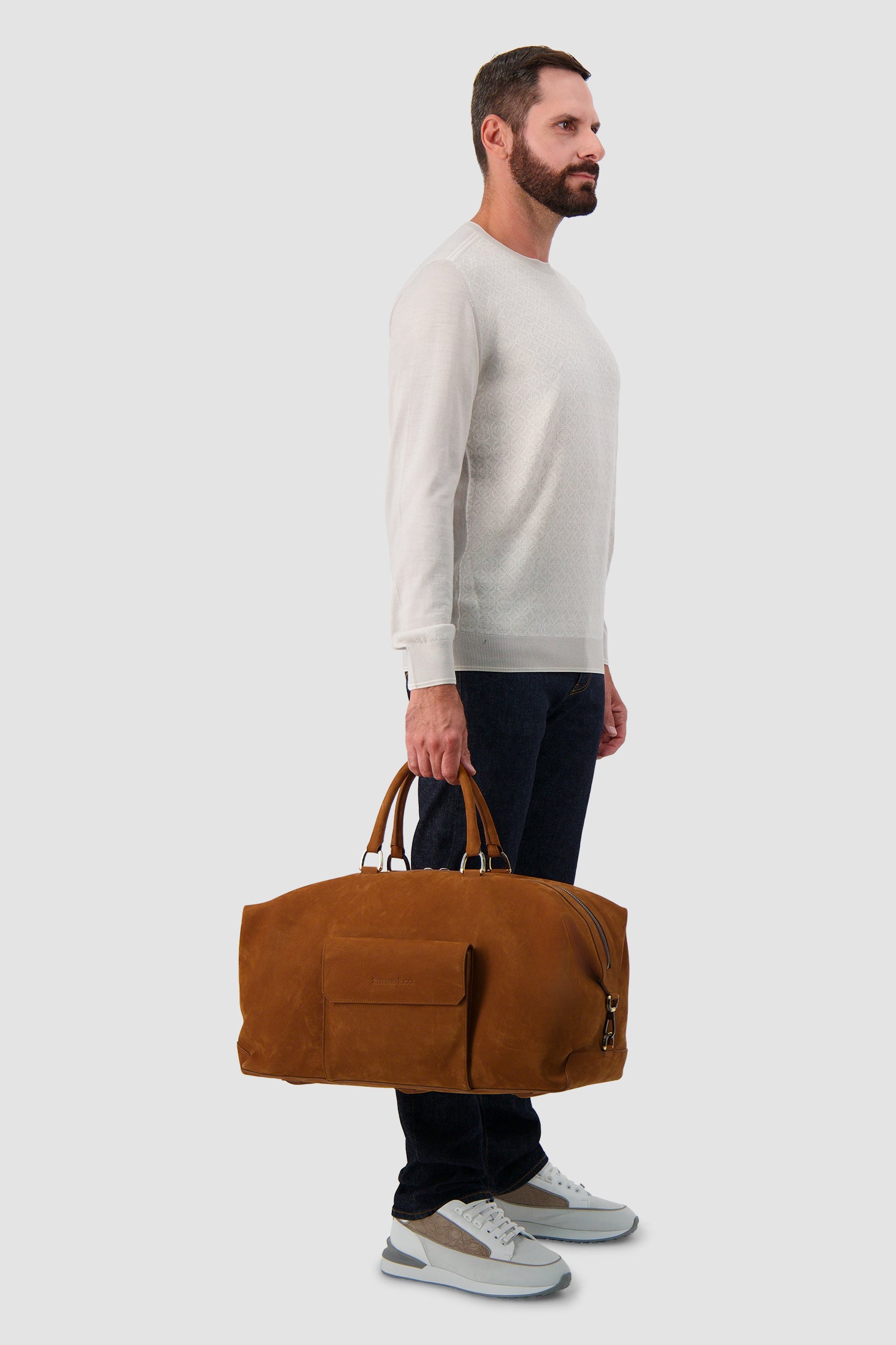 Stefano Ricci Camel Calfskin Leather Trolley Duffle Bag