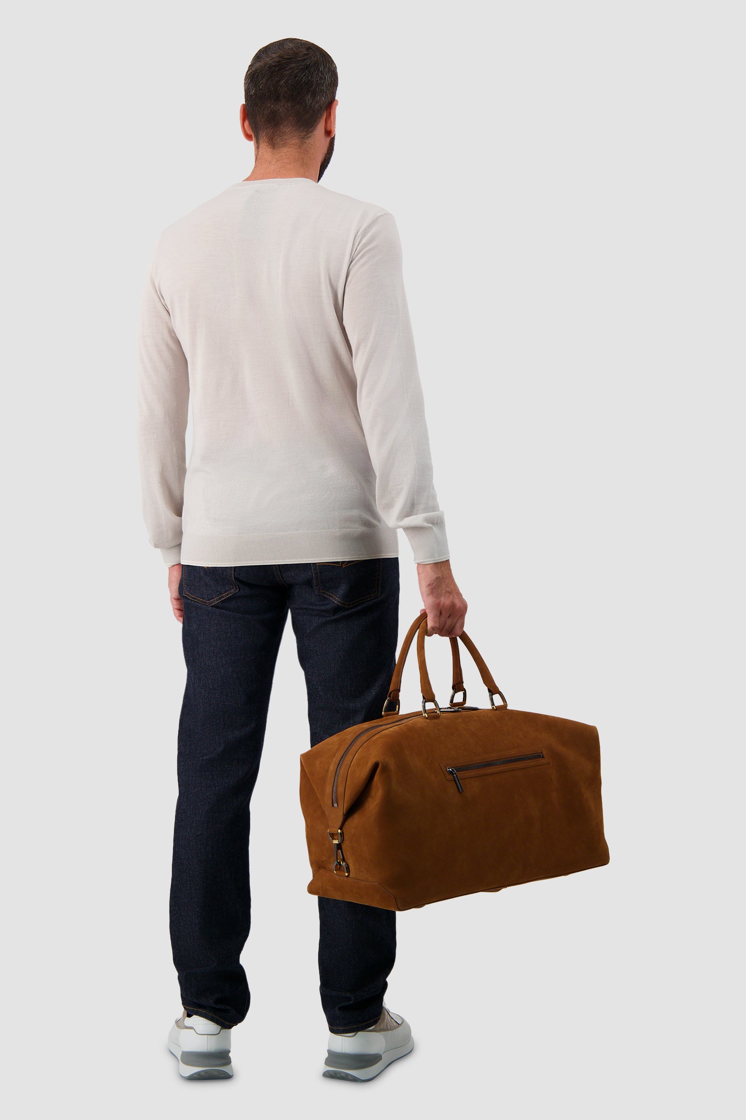 Stefano Ricci Camel Calfskin Leather Trolley Duffle Bag