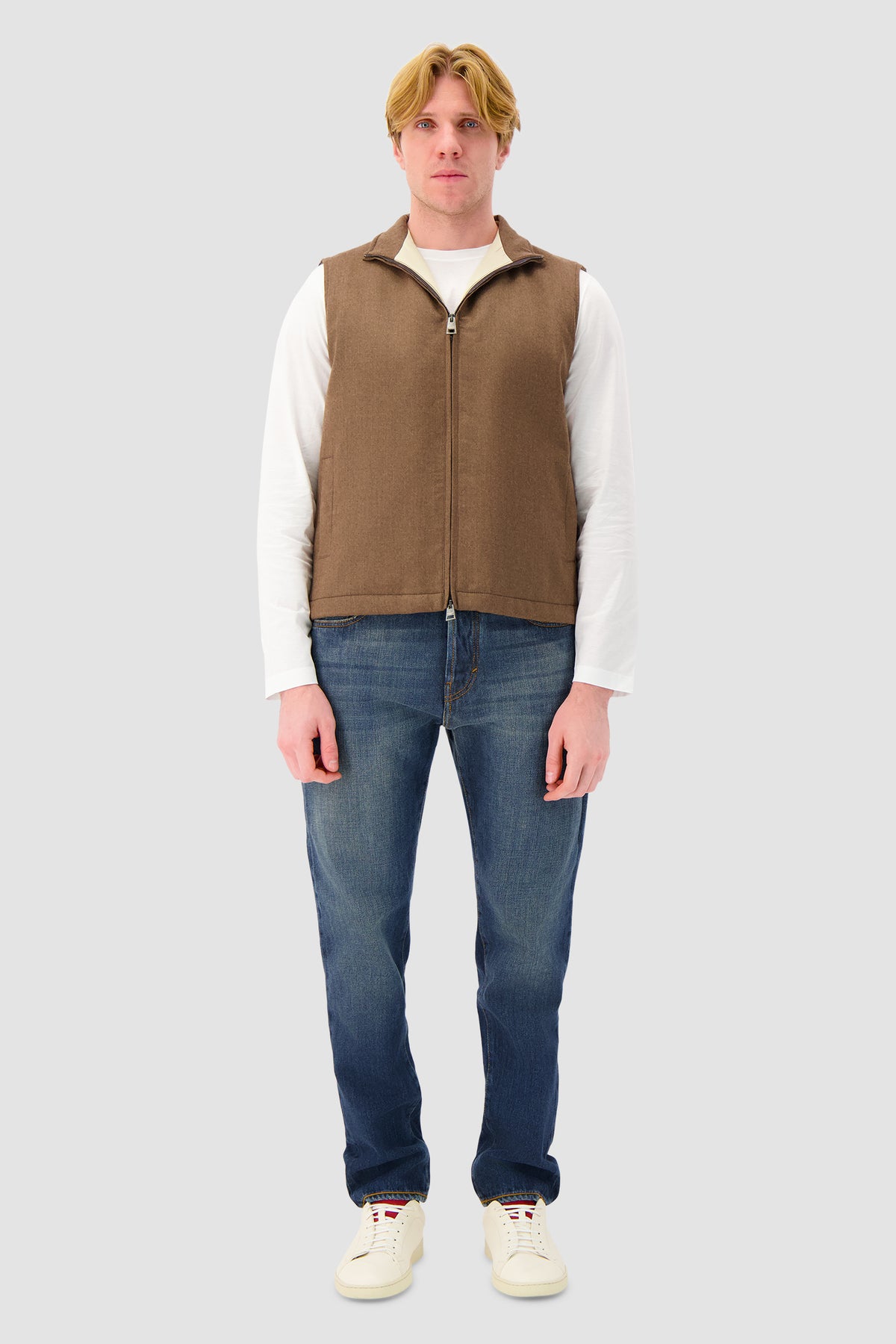 Luigi Borrelli Brown Wool Quilted Vest