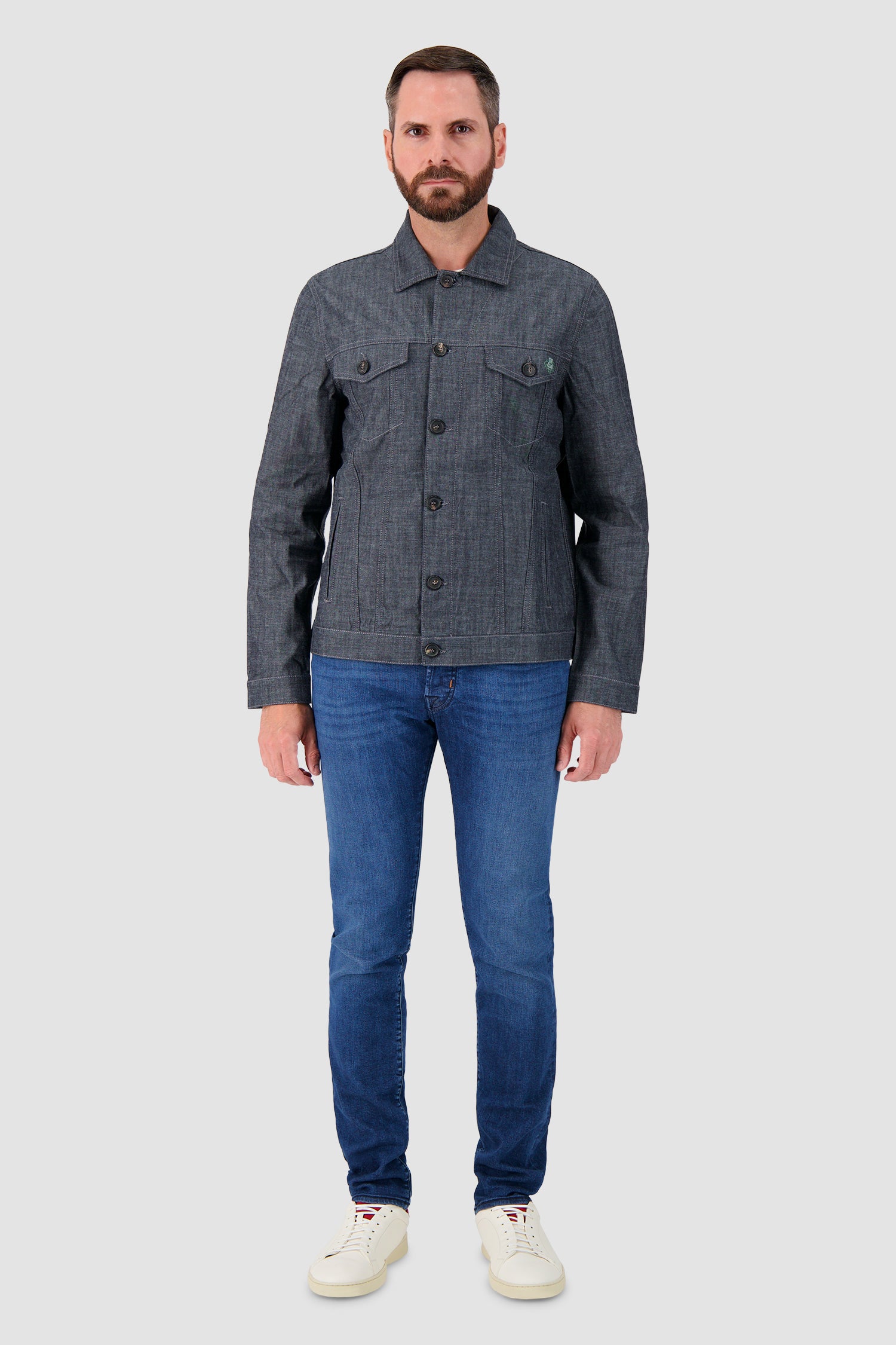 Luigi Borrelli Grey Giubbino Jeans Jacket
