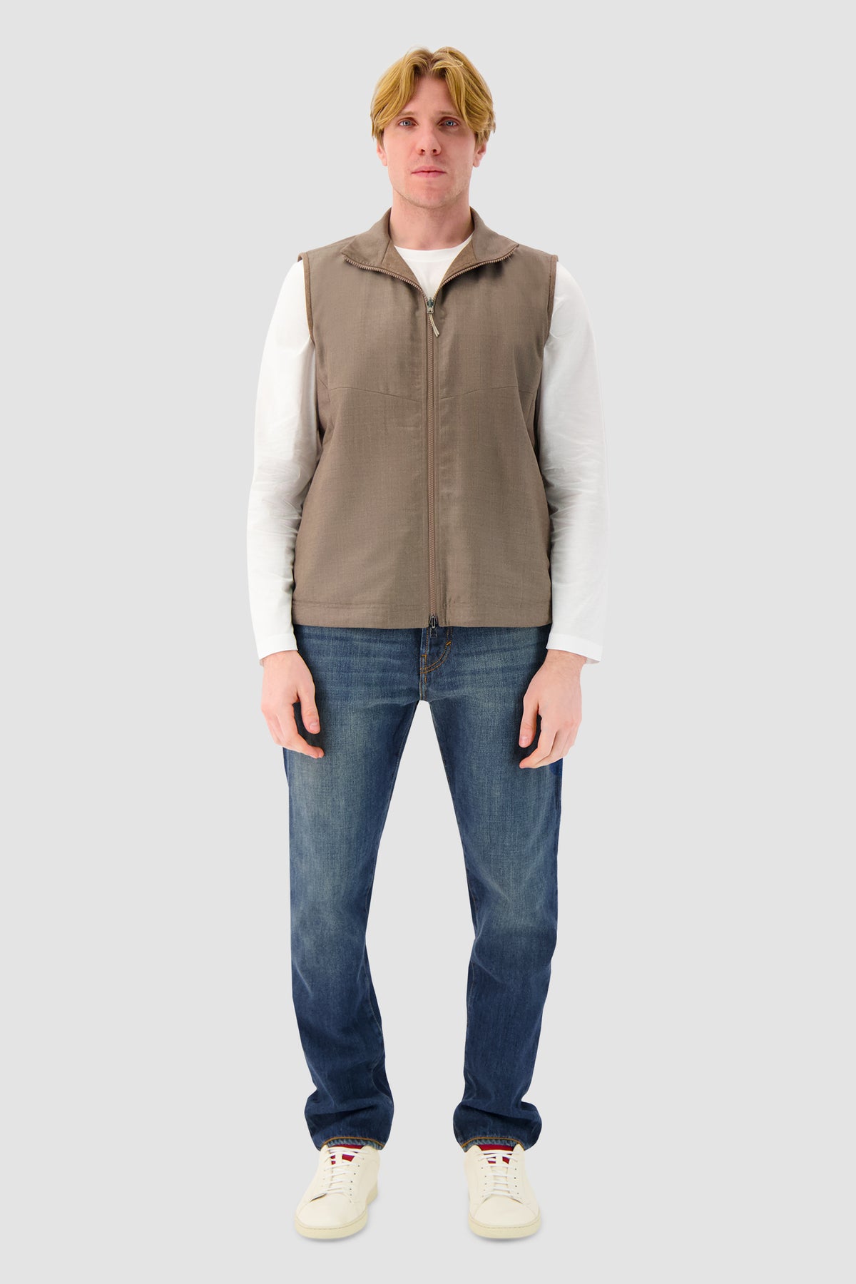 Sease Taupe Cashmere Padded Reversible Vest