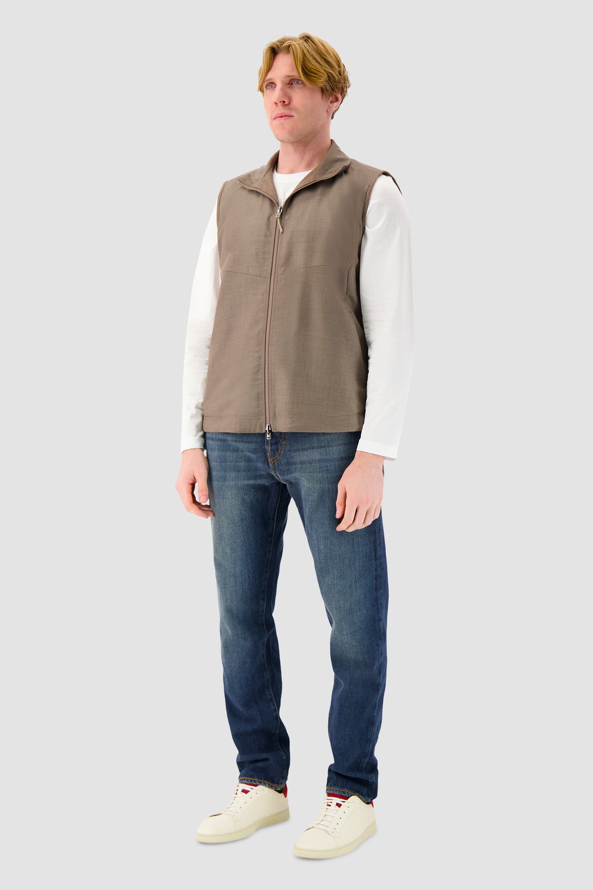 Sease Taupe Cashmere Padded Reversible Vest